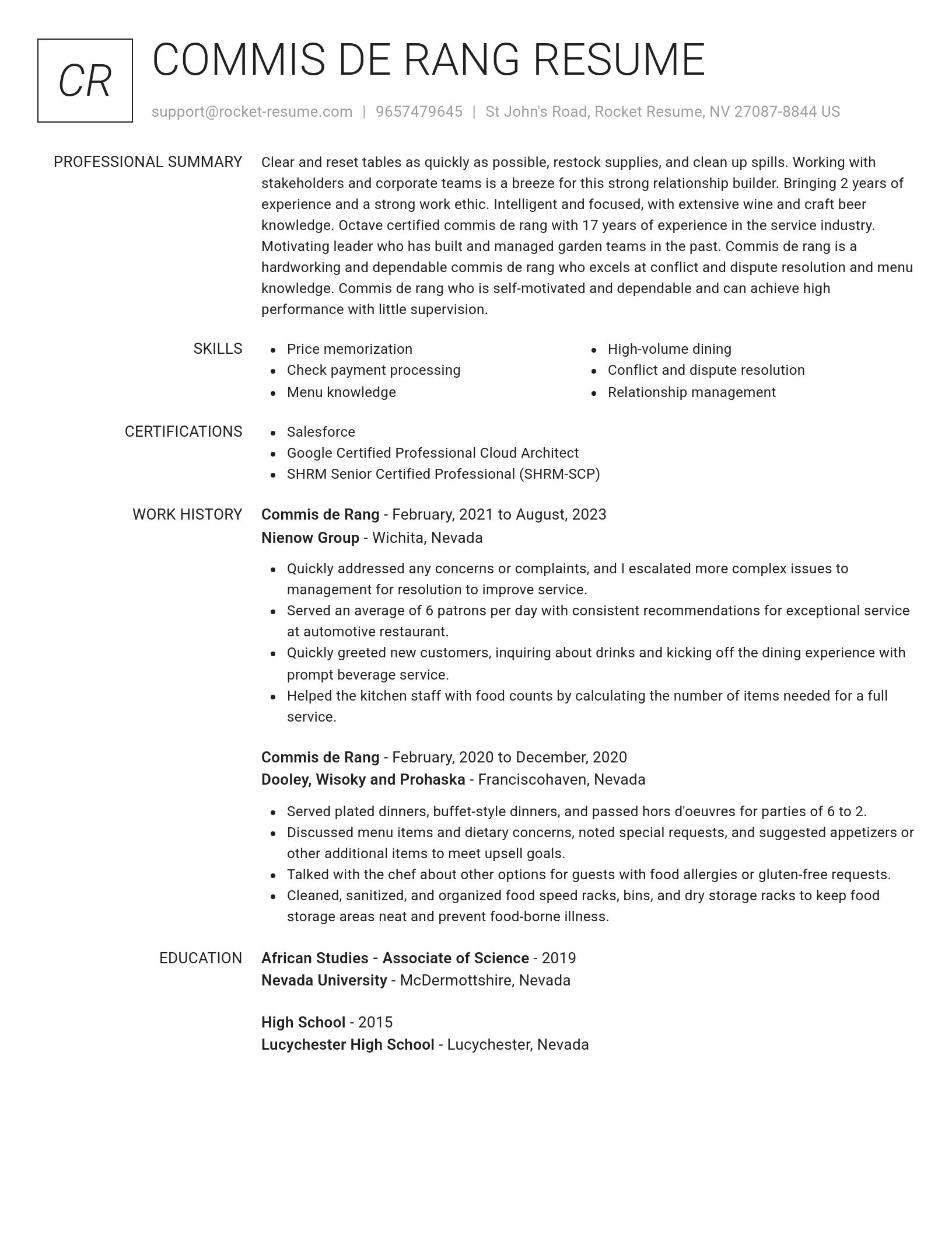 Renowned resume template