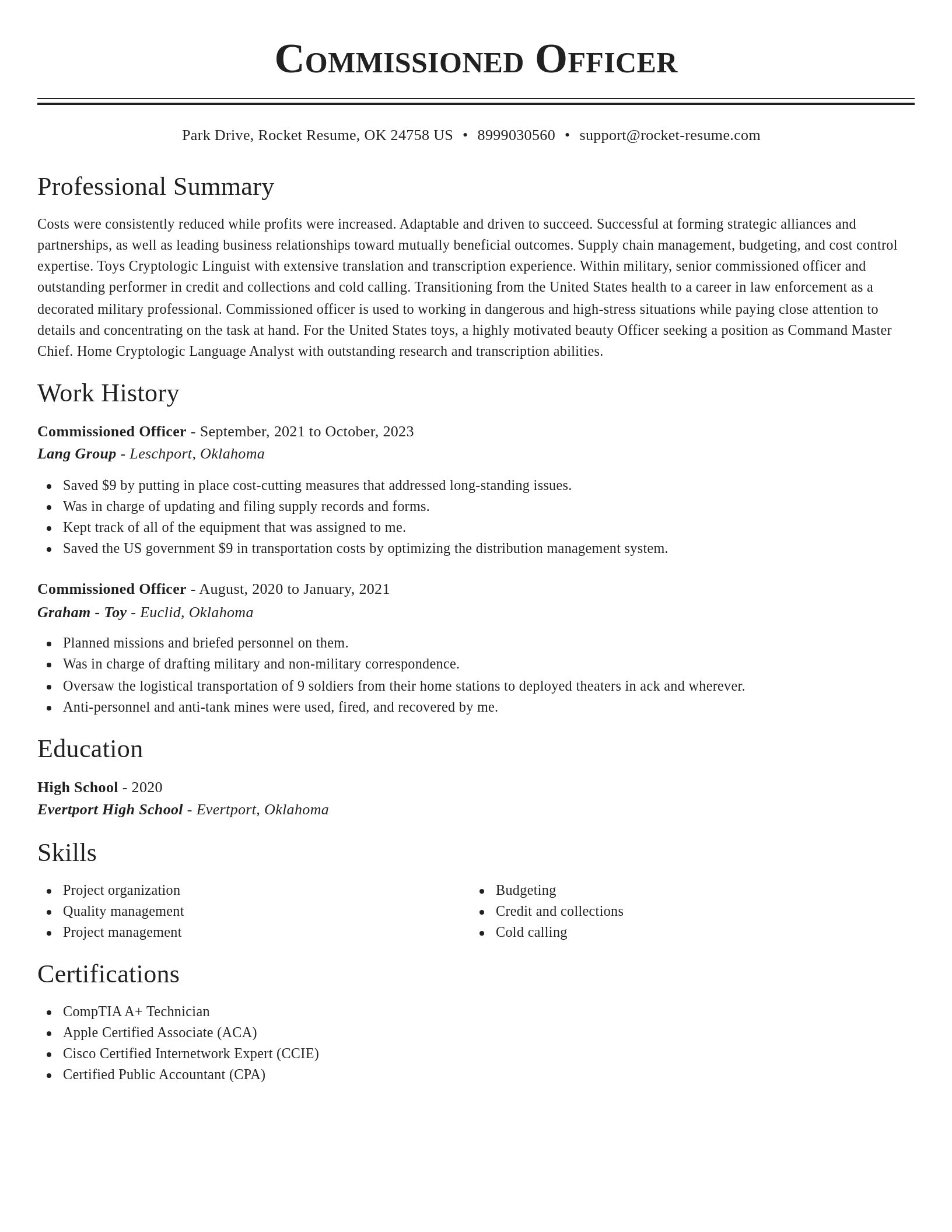 Classic resume template