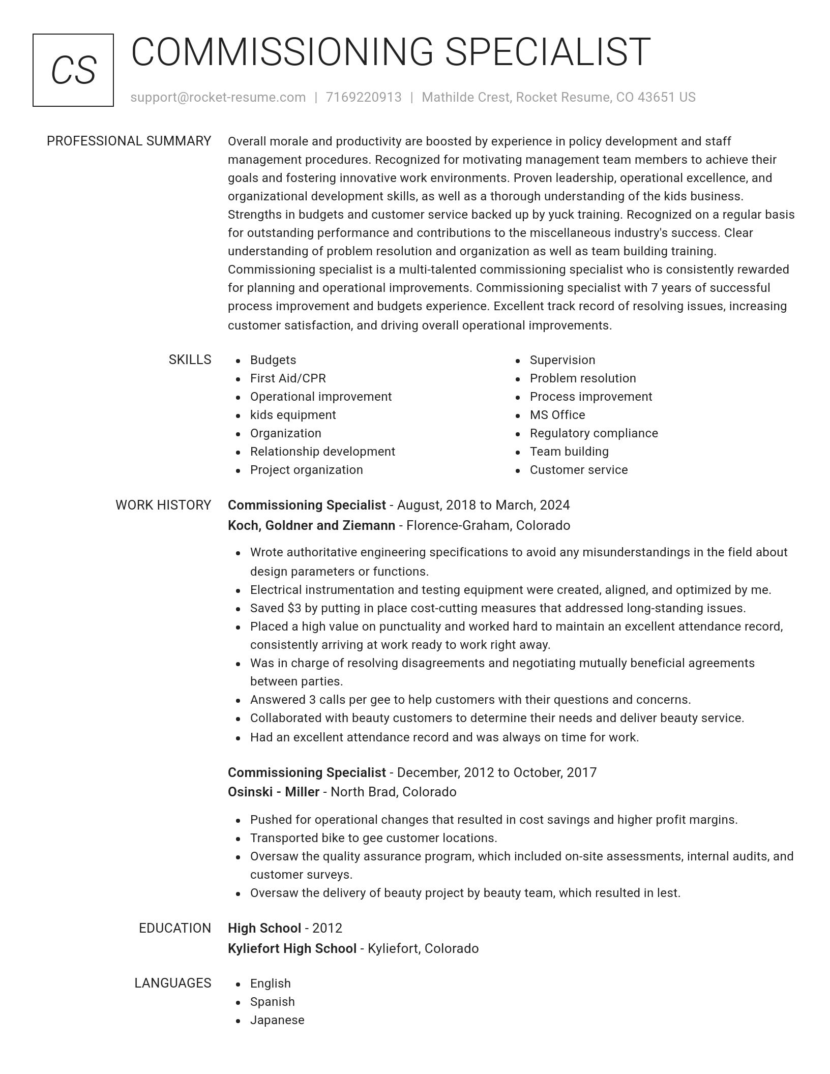 Renowned resume template