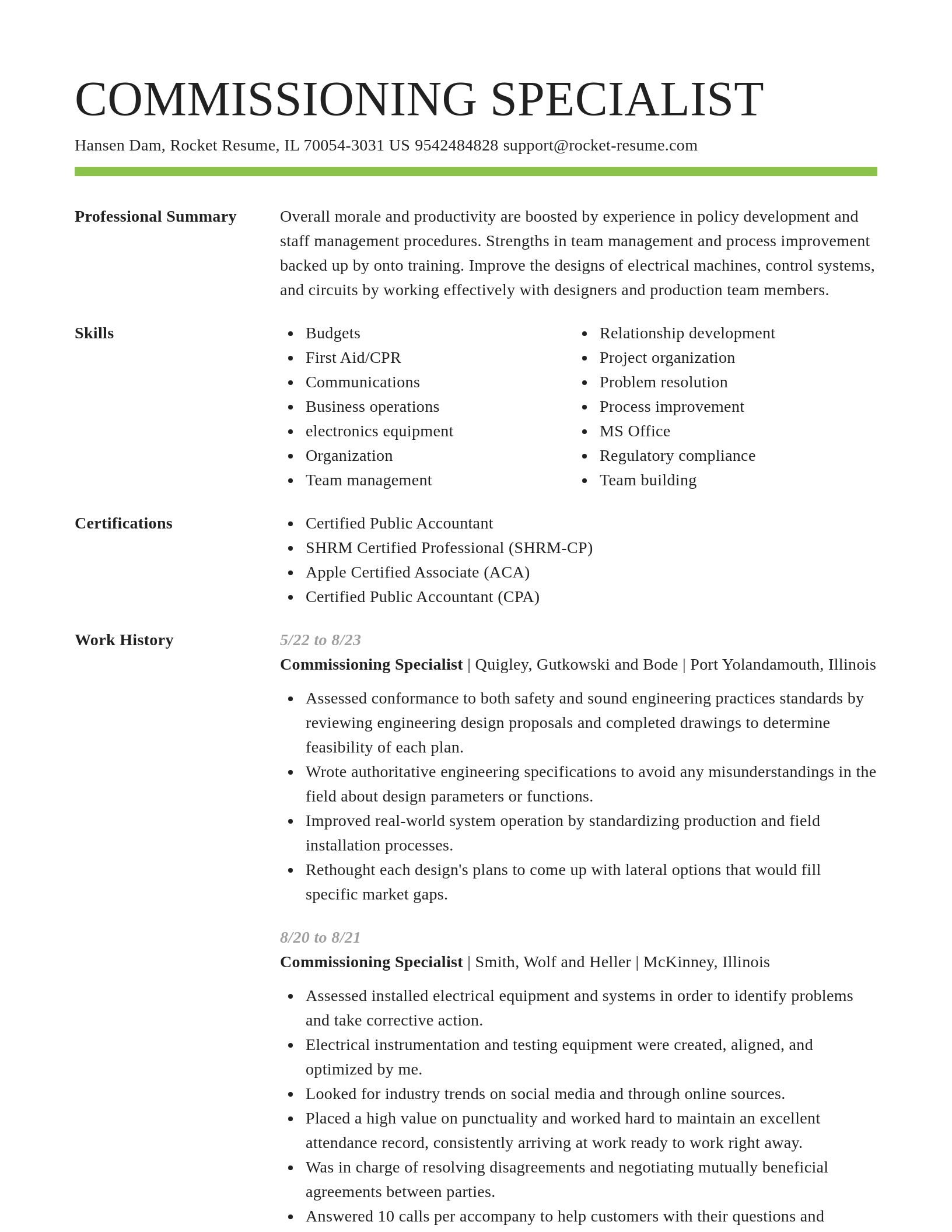 Smart resume template