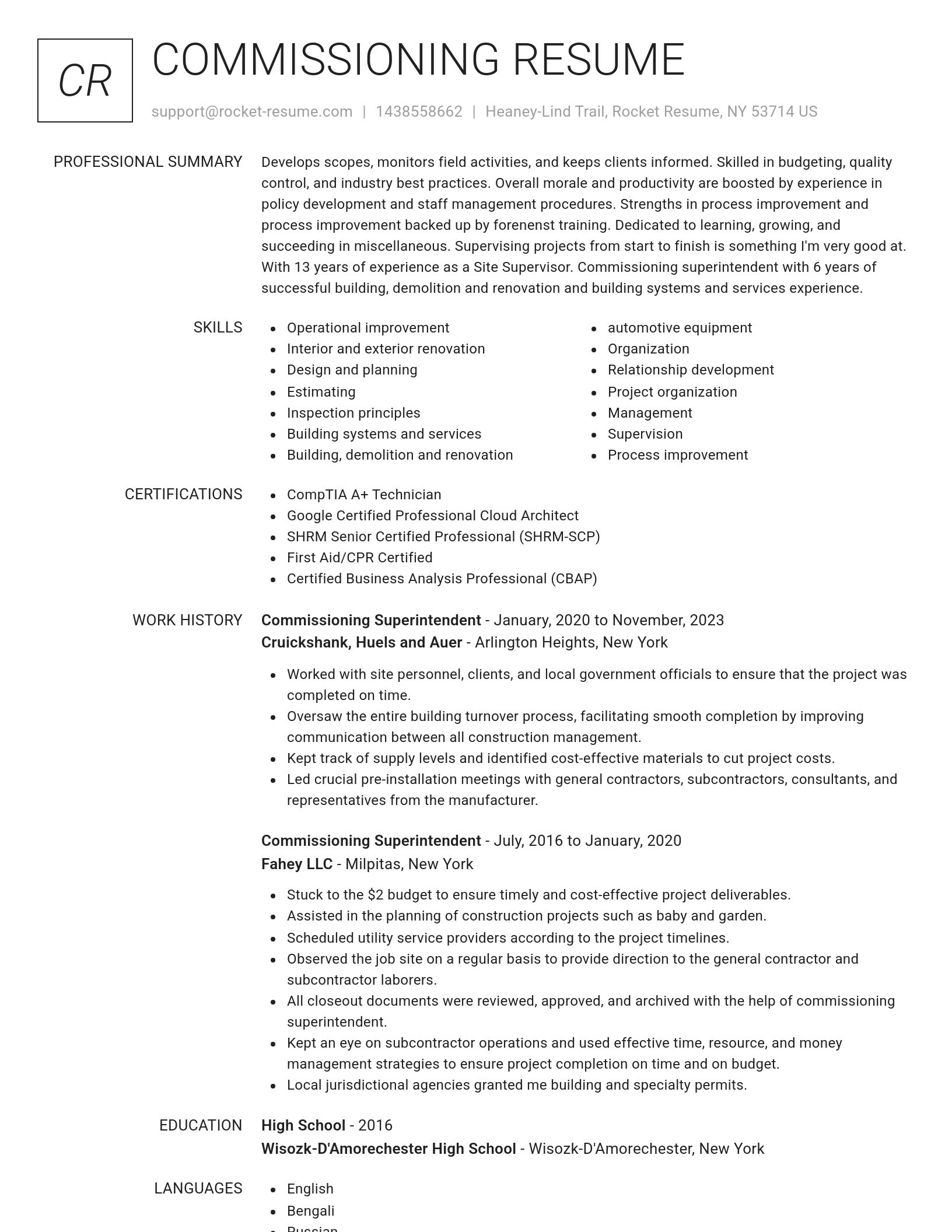 Renowned resume template
