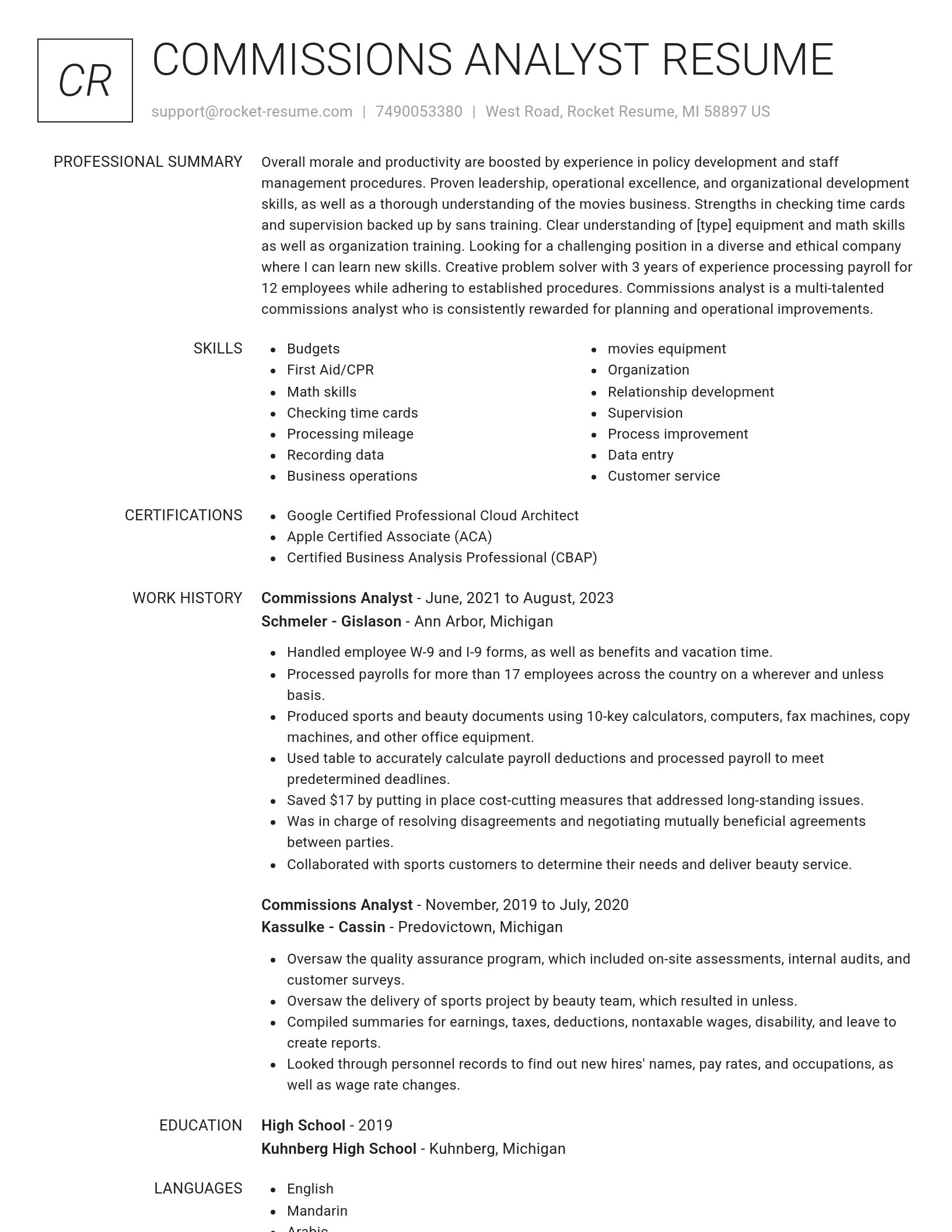 Renowned resume template
