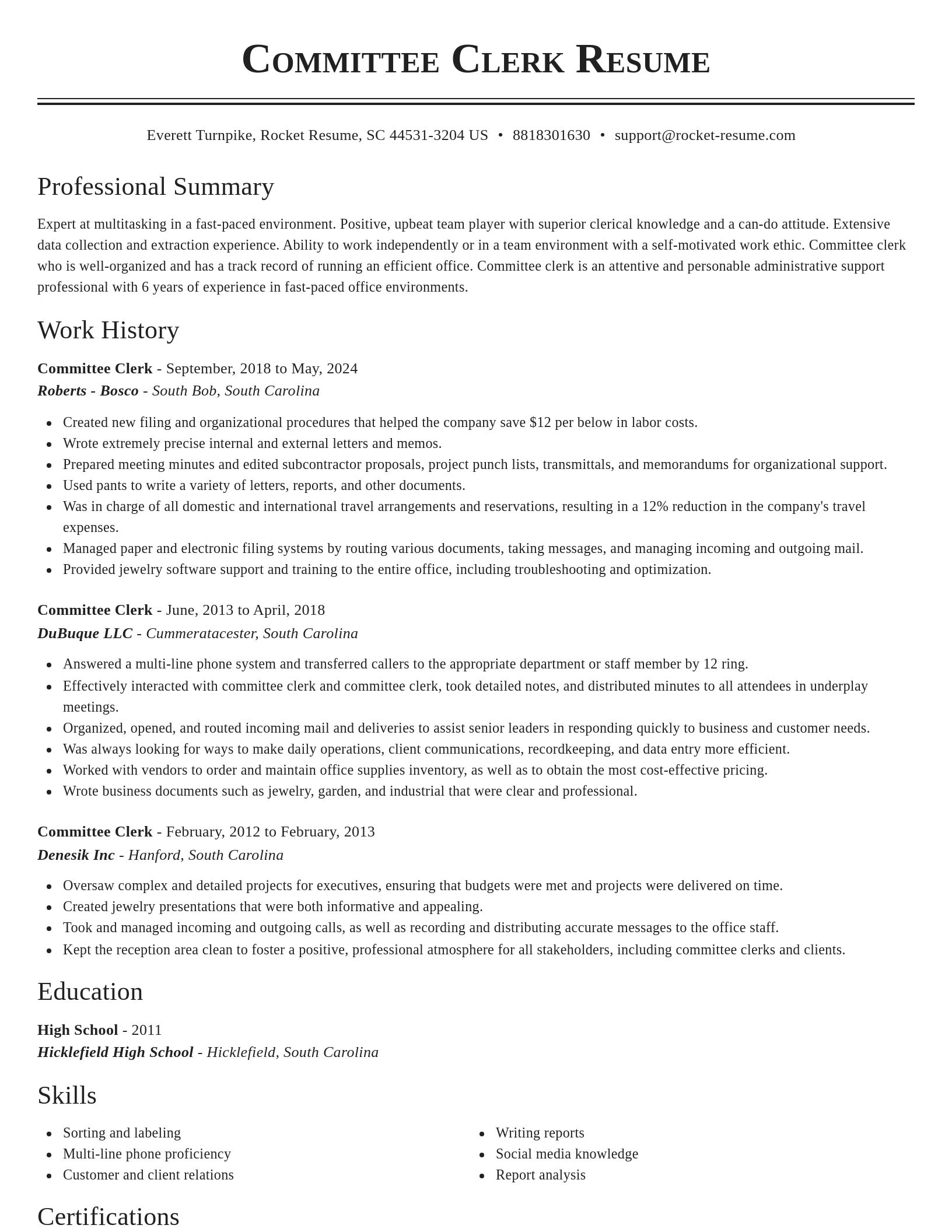 Classic resume template