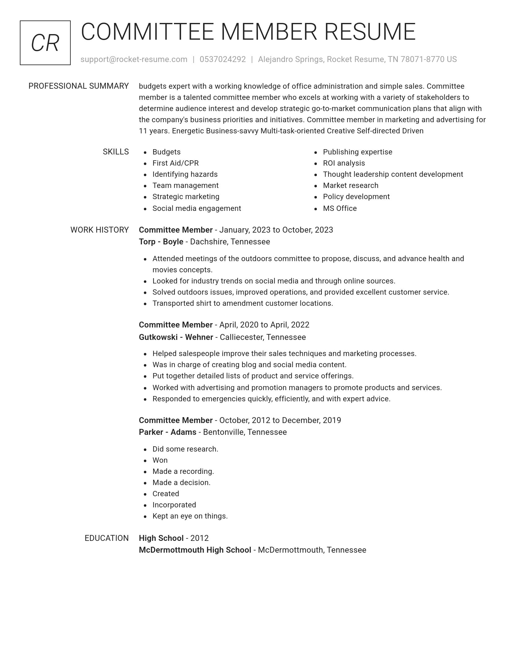 Renowned resume template
