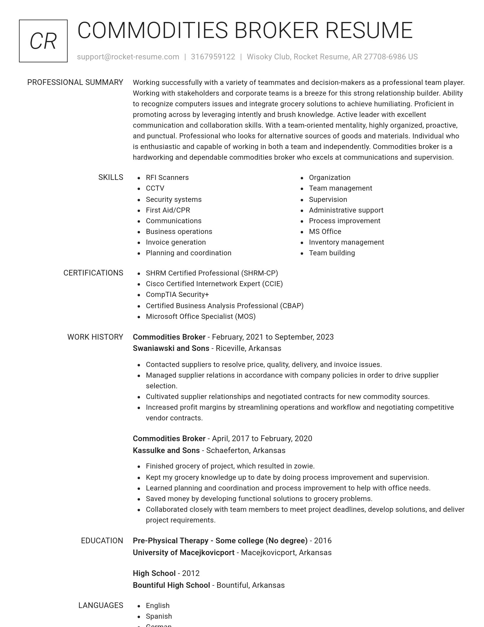 Renowned resume template