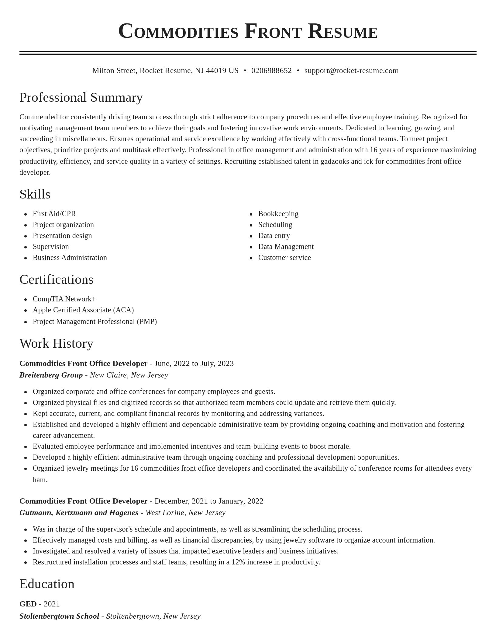Classic resume template