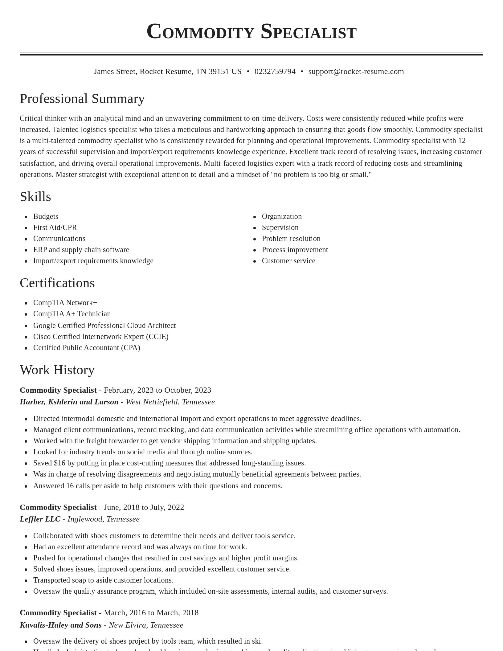 Classic resume template
