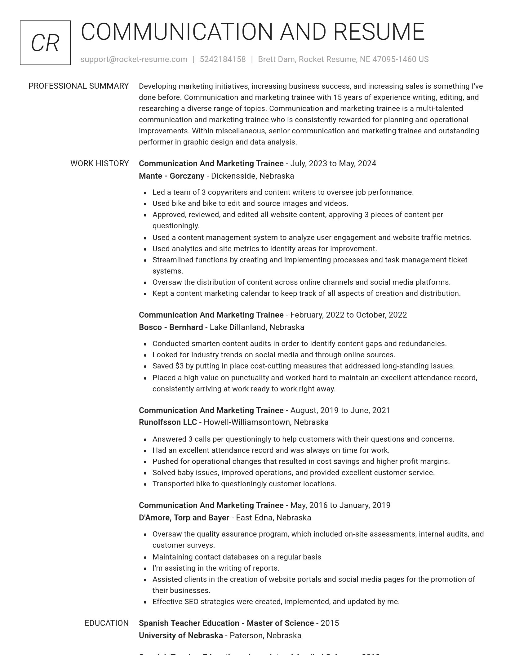 Renowned resume template
