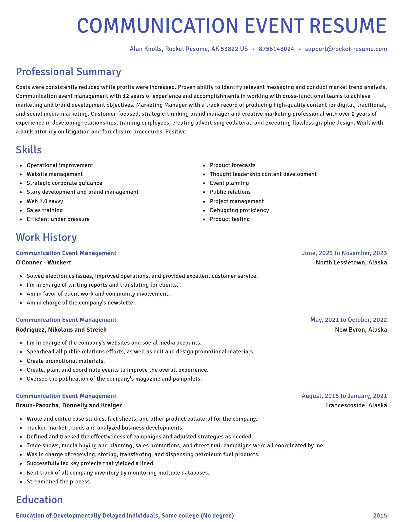 Novel resume template