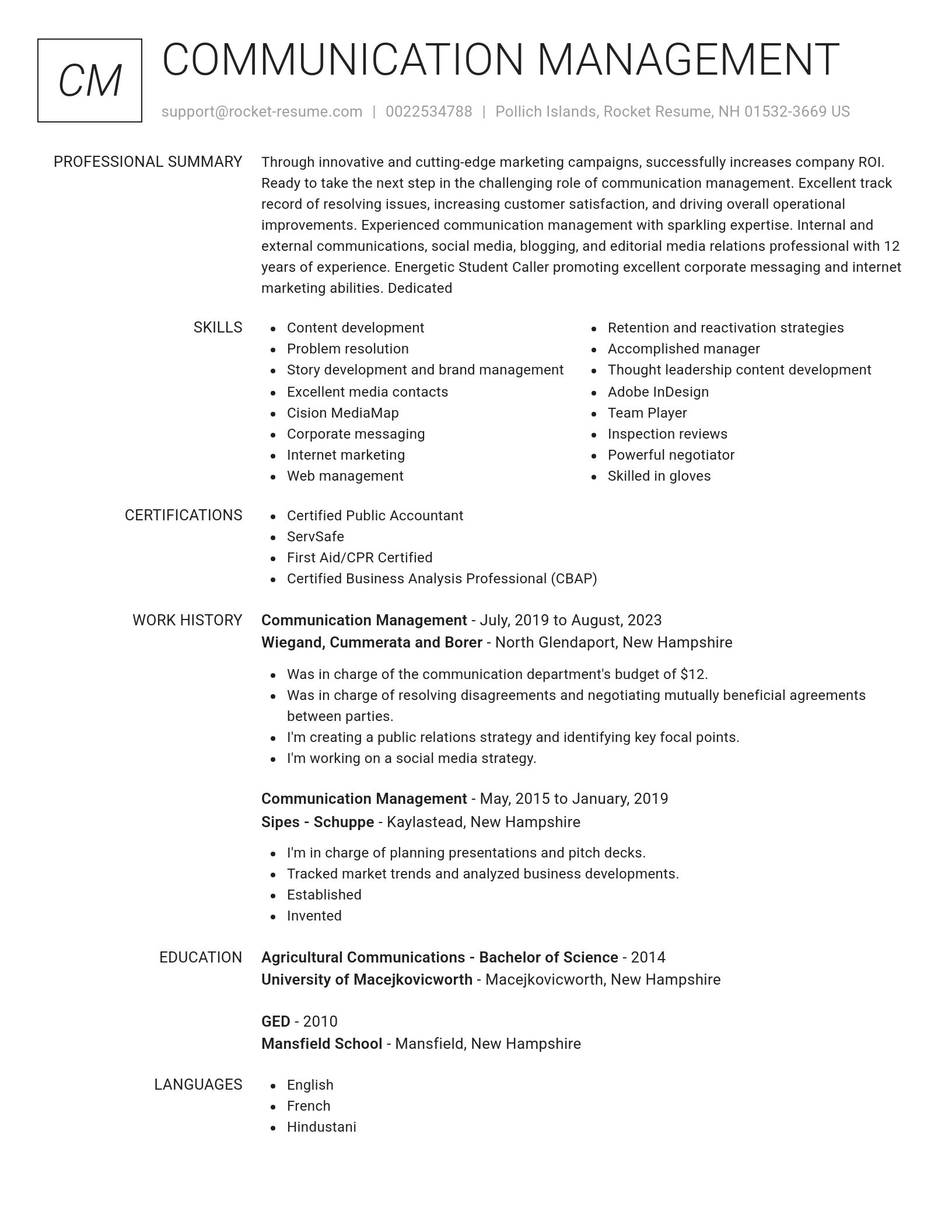 Renowned resume template
