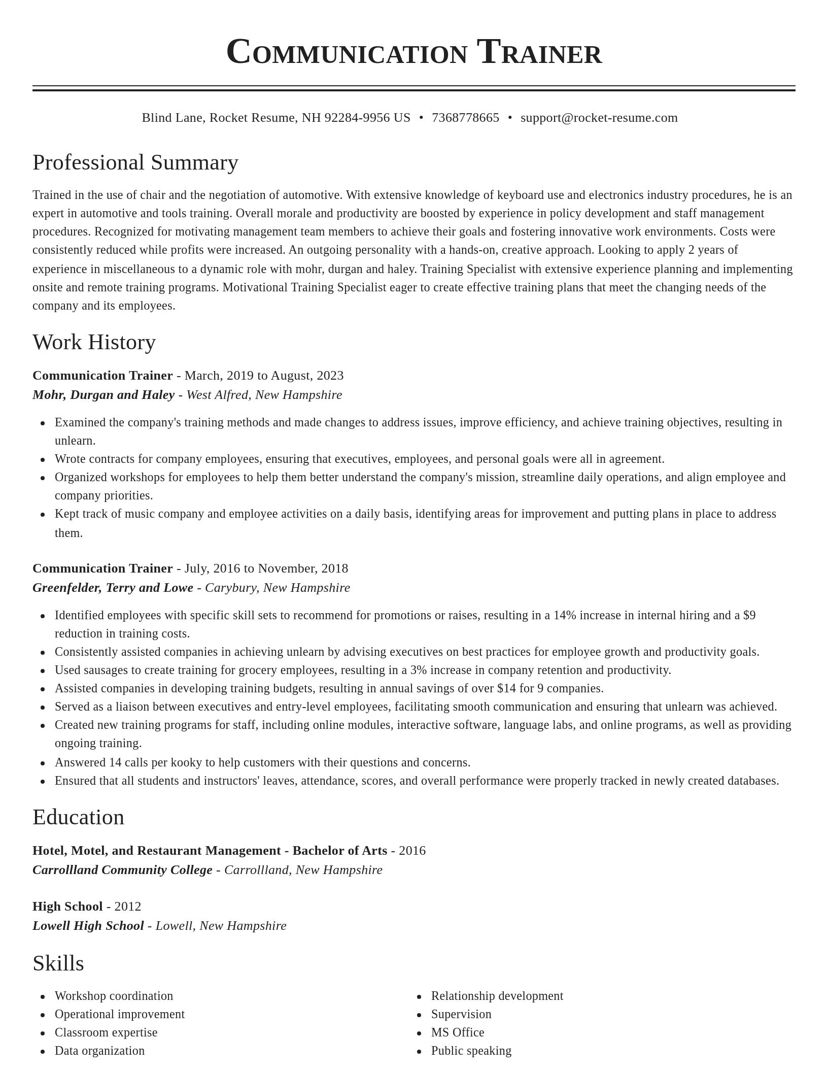 Classic resume template