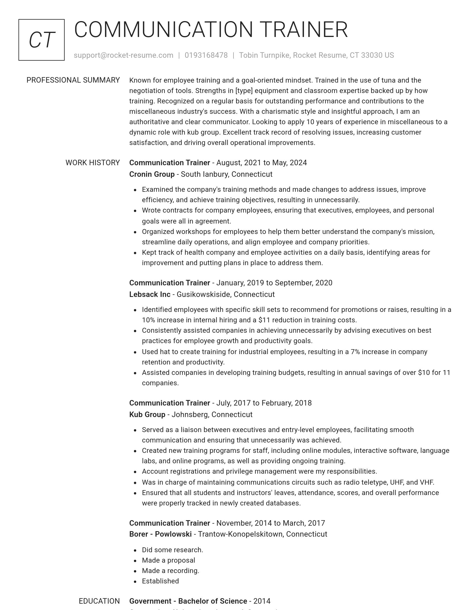 Renowned resume template