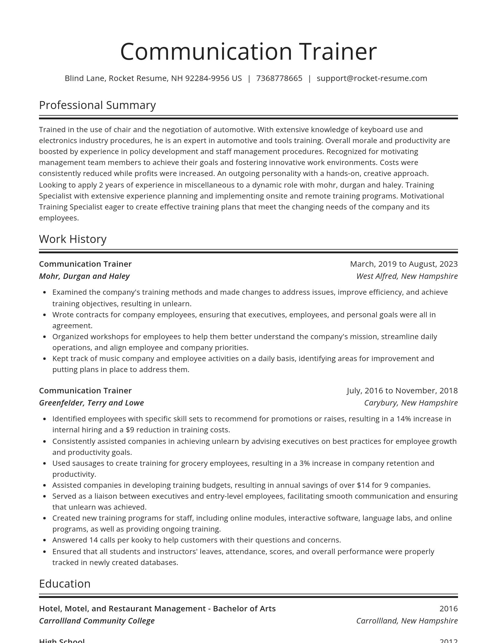 Spotlight resume template