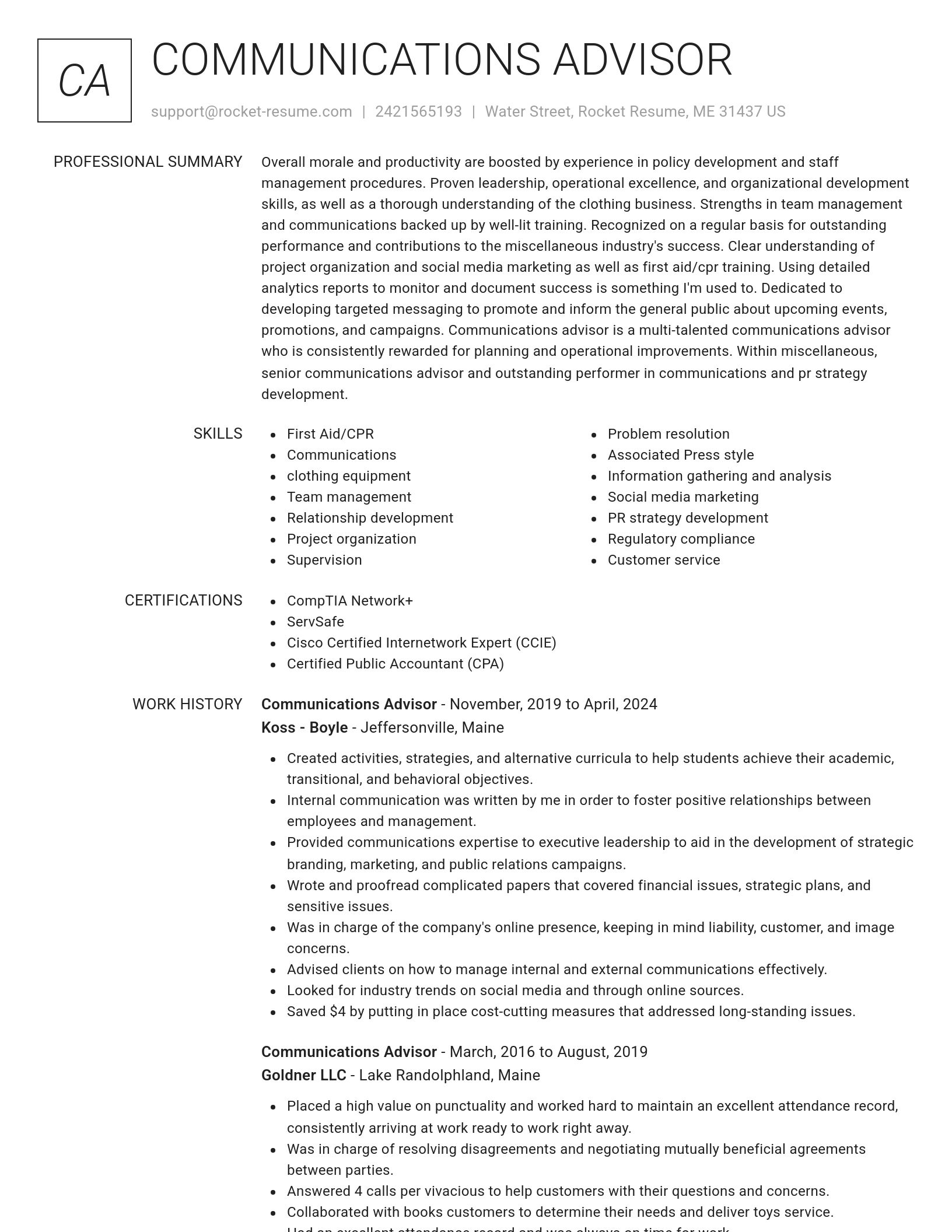 Renowned resume template