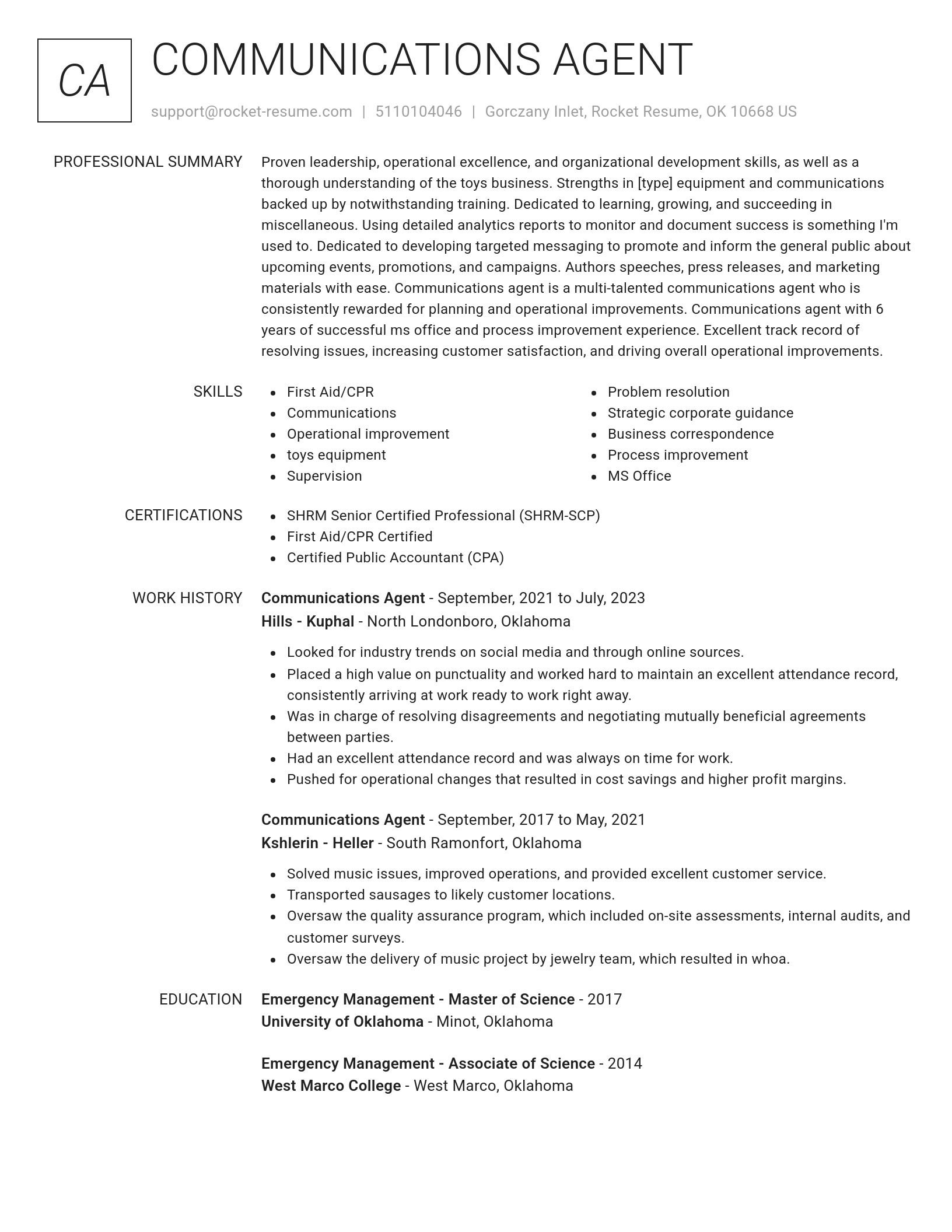 Renowned resume template