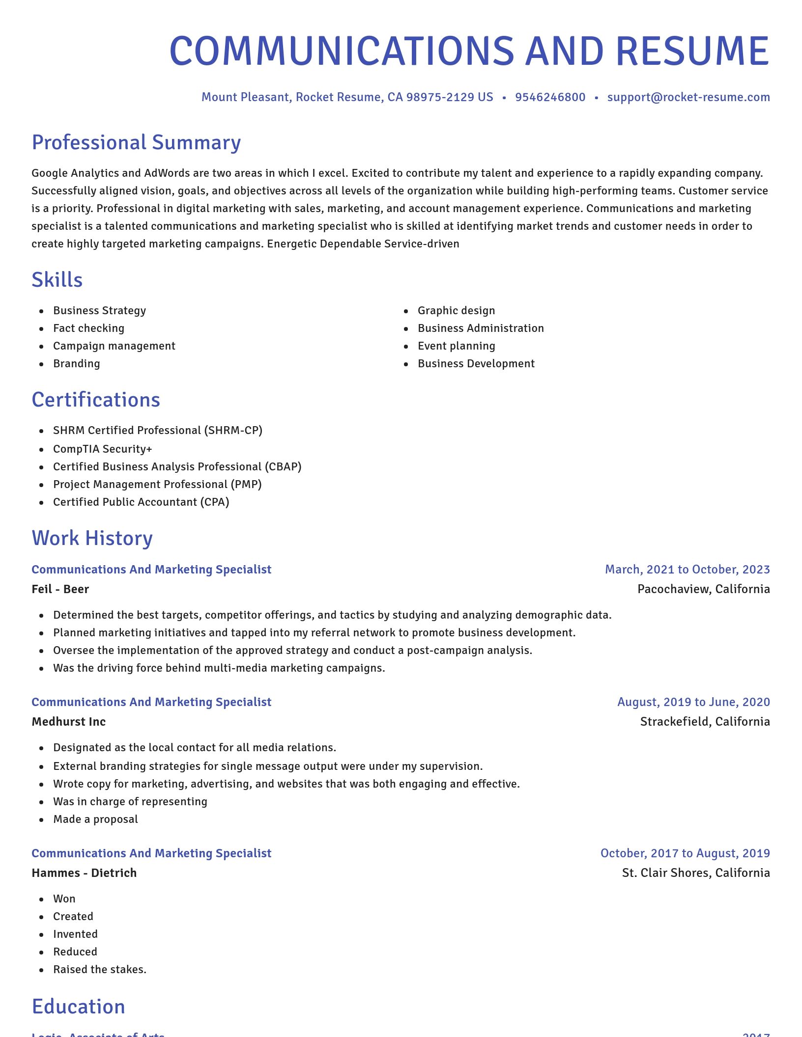 Novel resume template