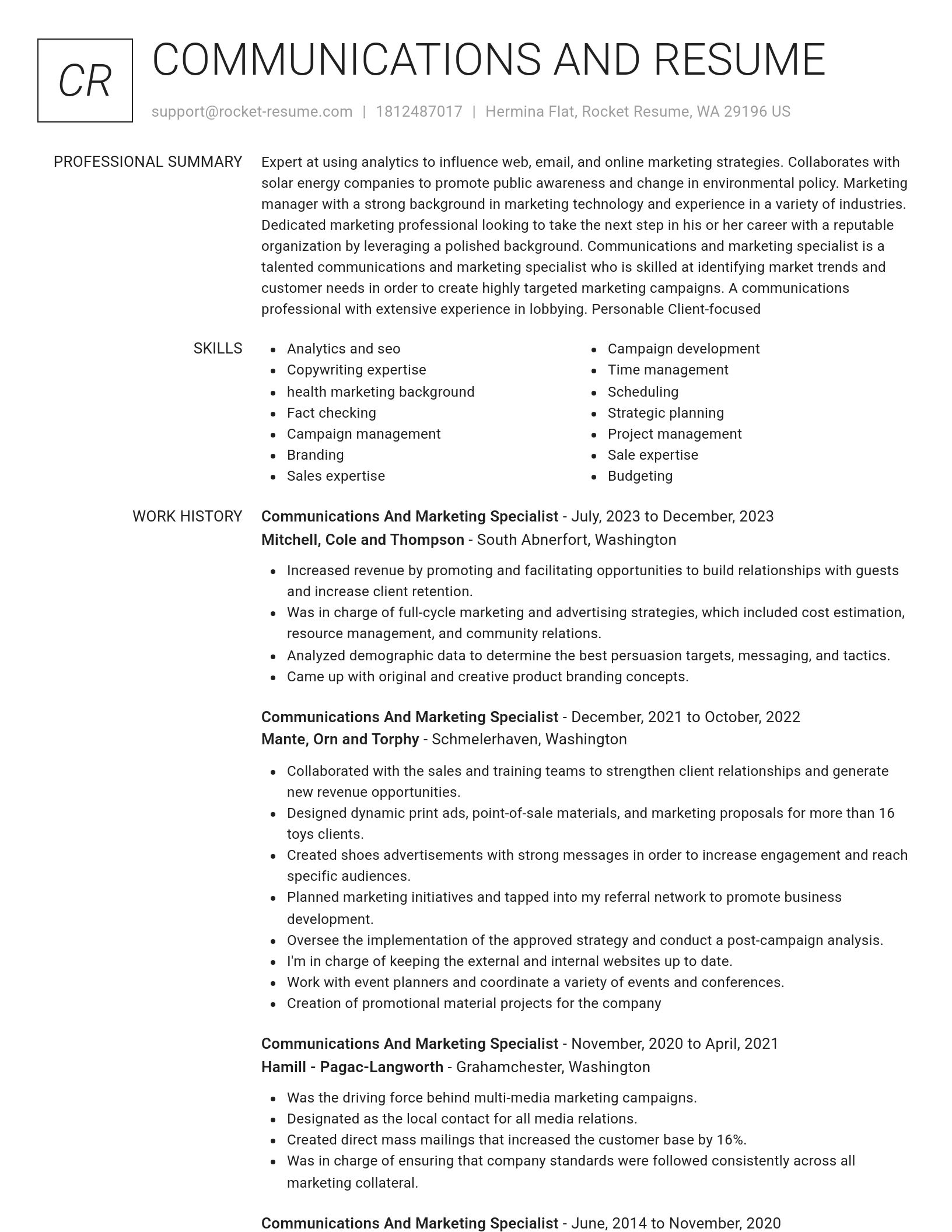 Renowned resume template