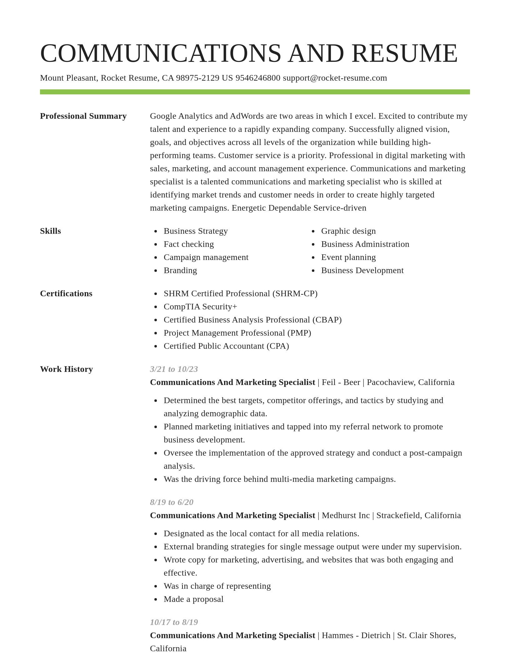 Smart resume template