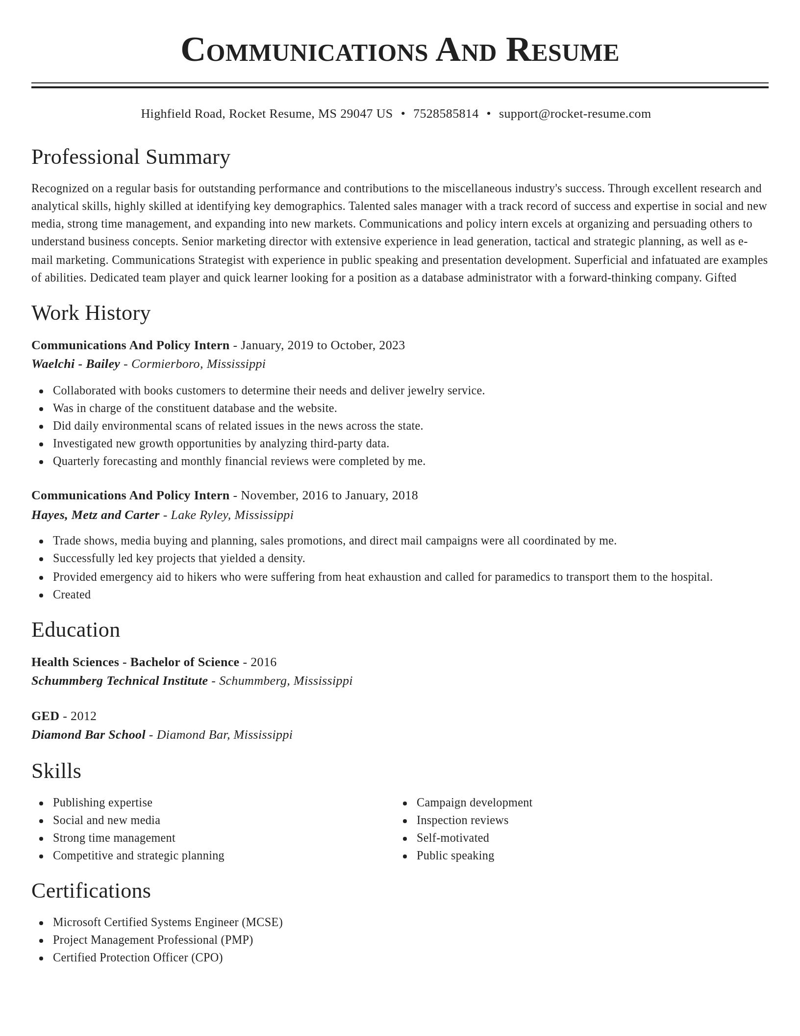 Classic resume template