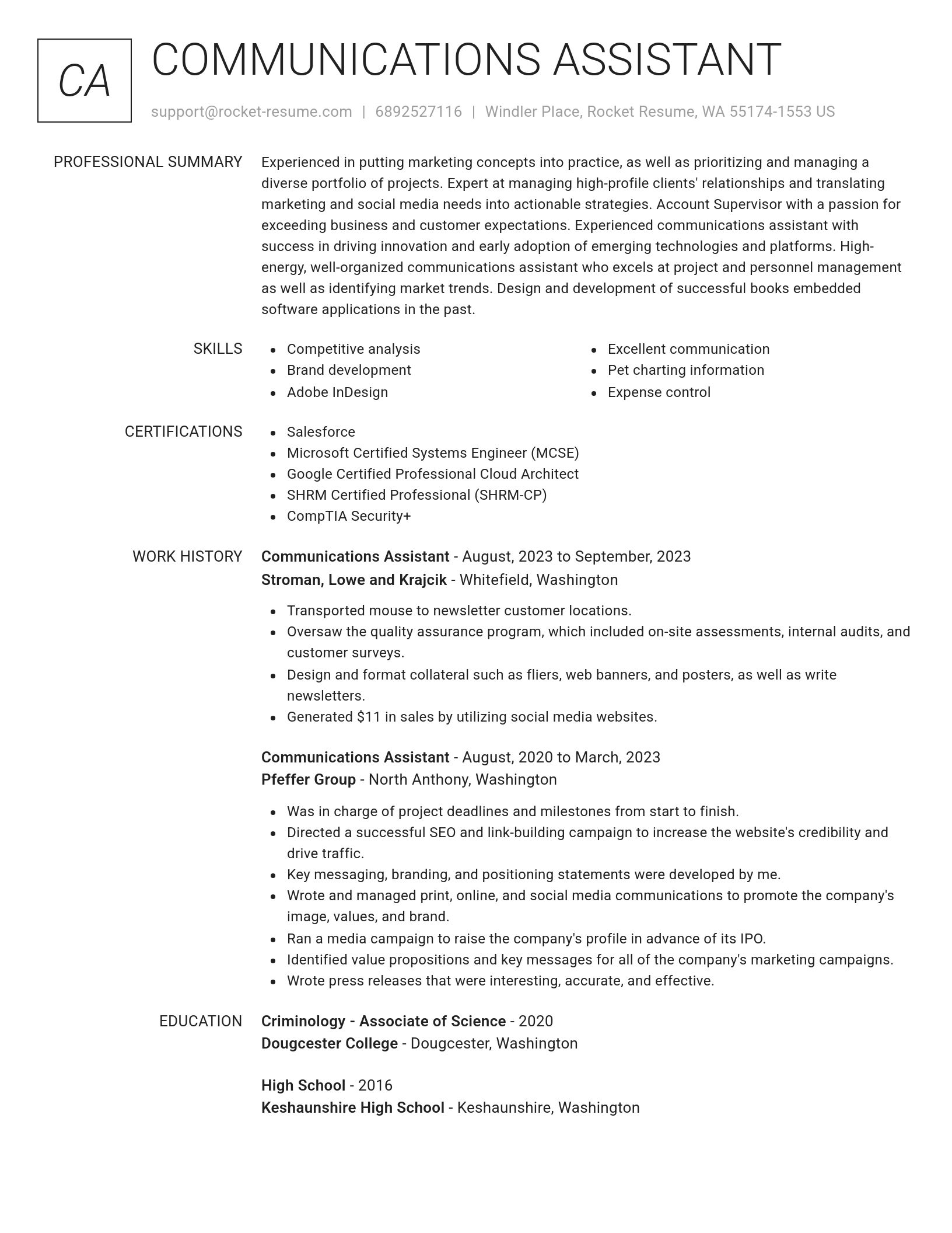 Renowned resume template