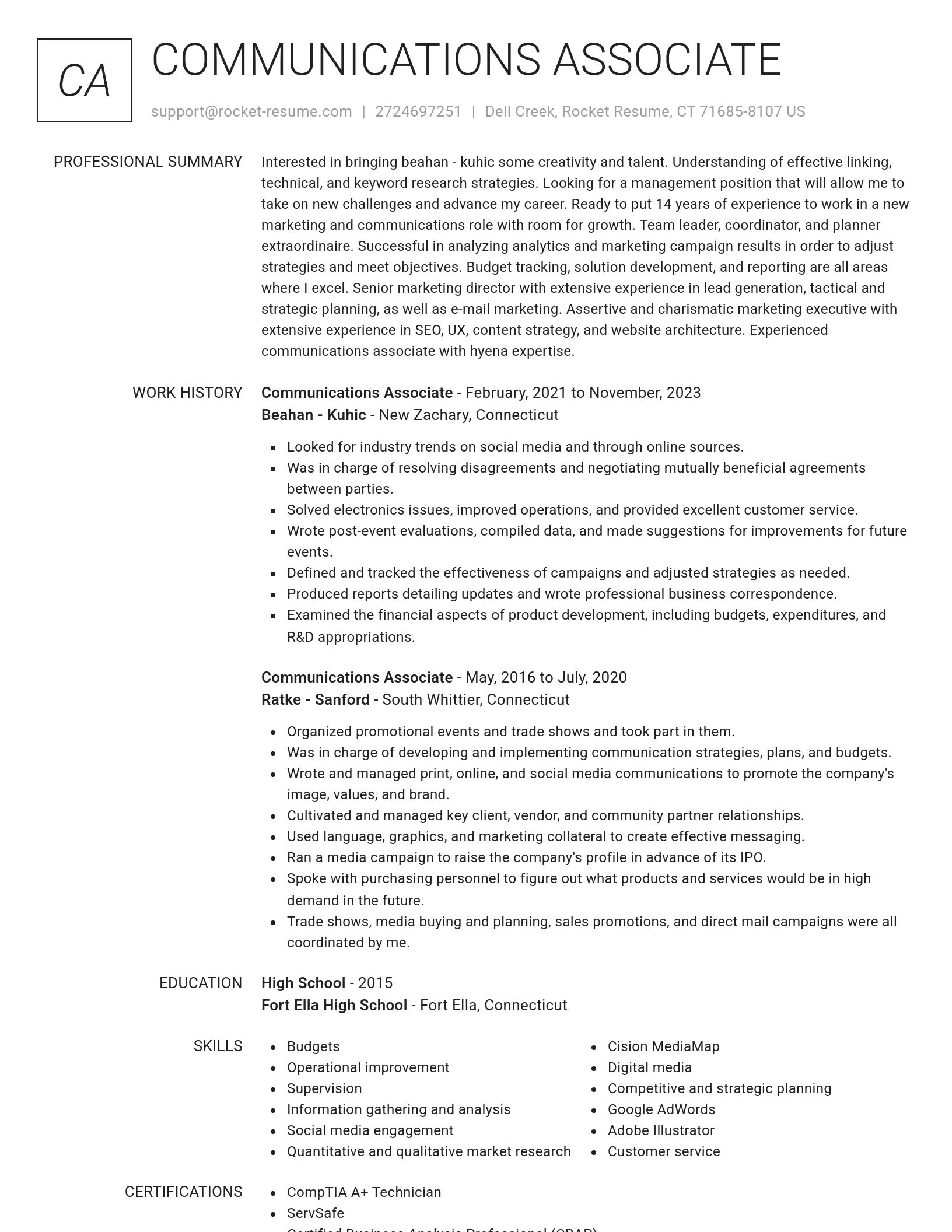 Renowned resume template