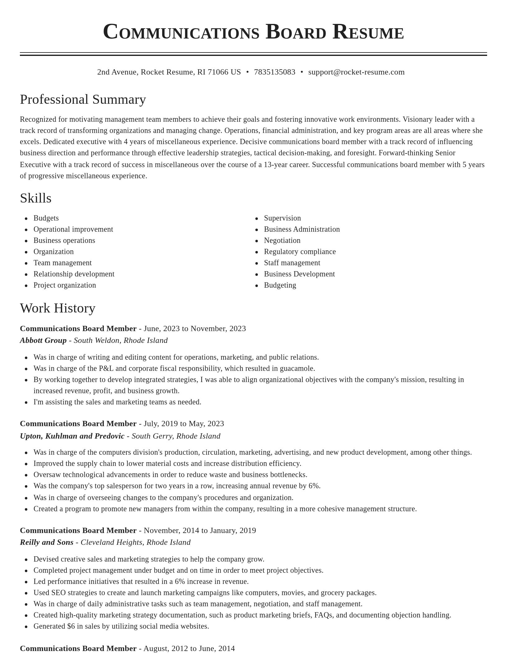 Classic resume template