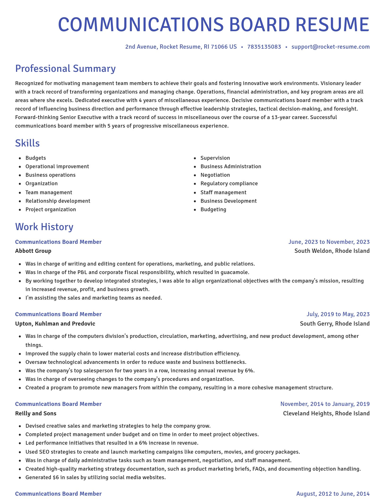 Novel resume template