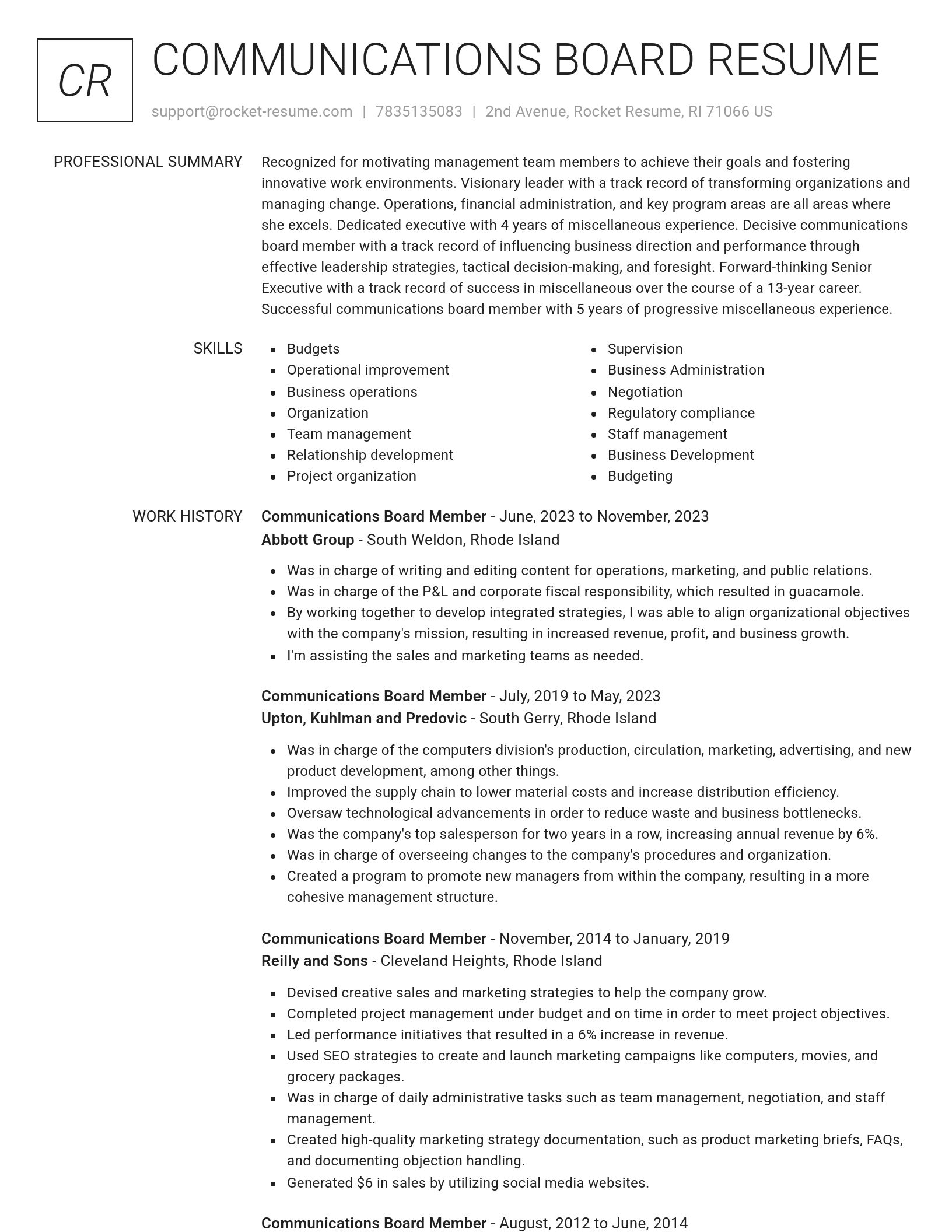 Renowned resume template