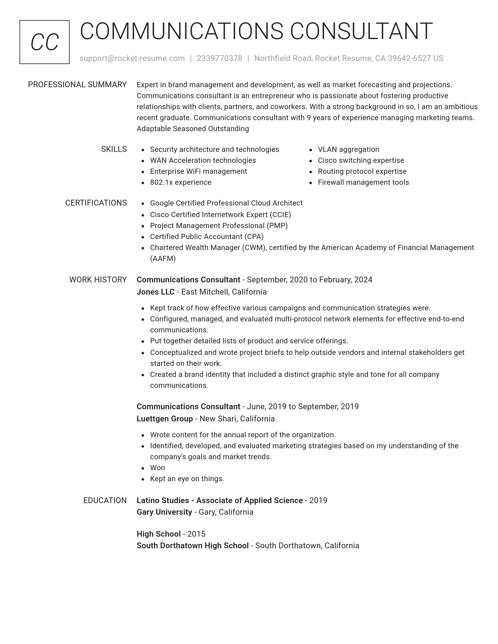 Renowned resume template