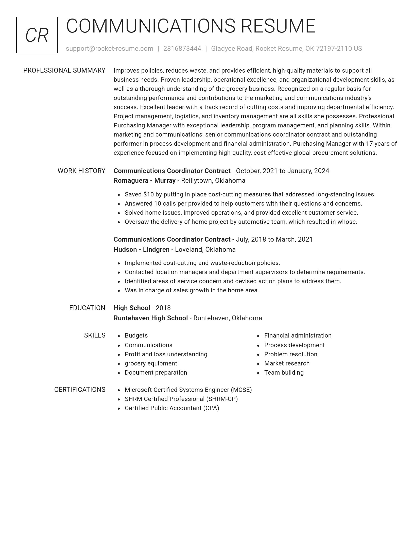 Renowned resume template
