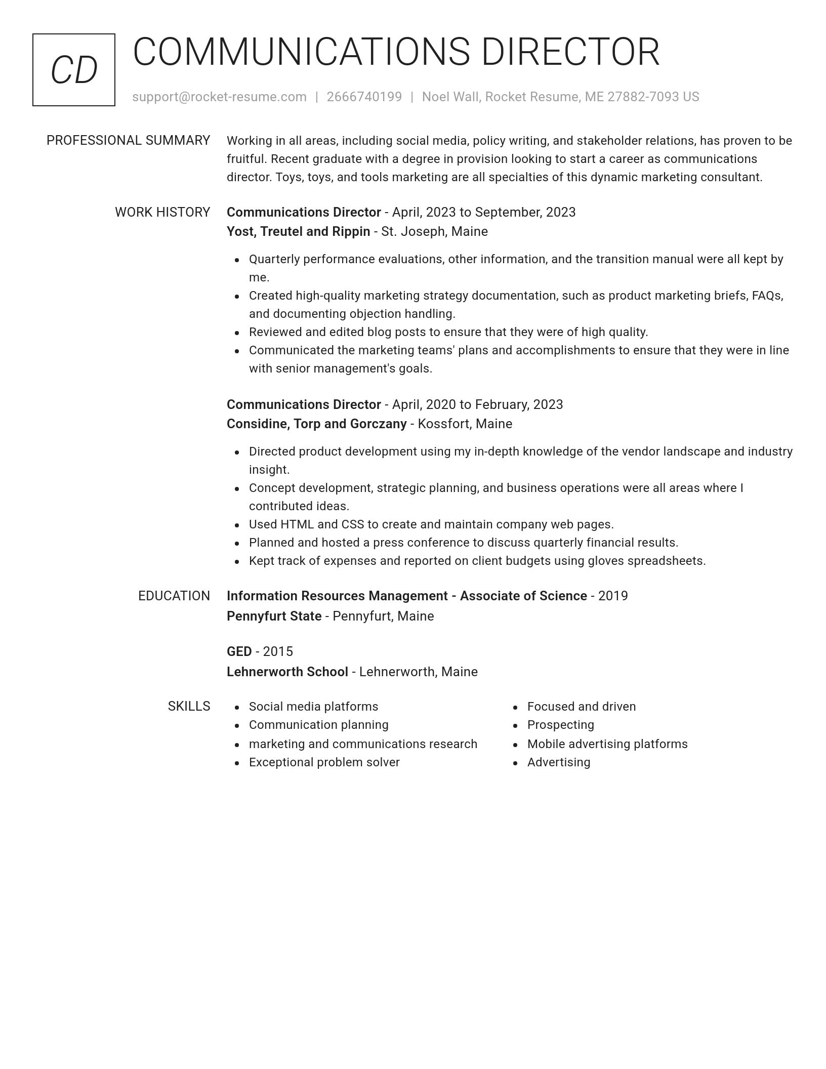Renowned resume template