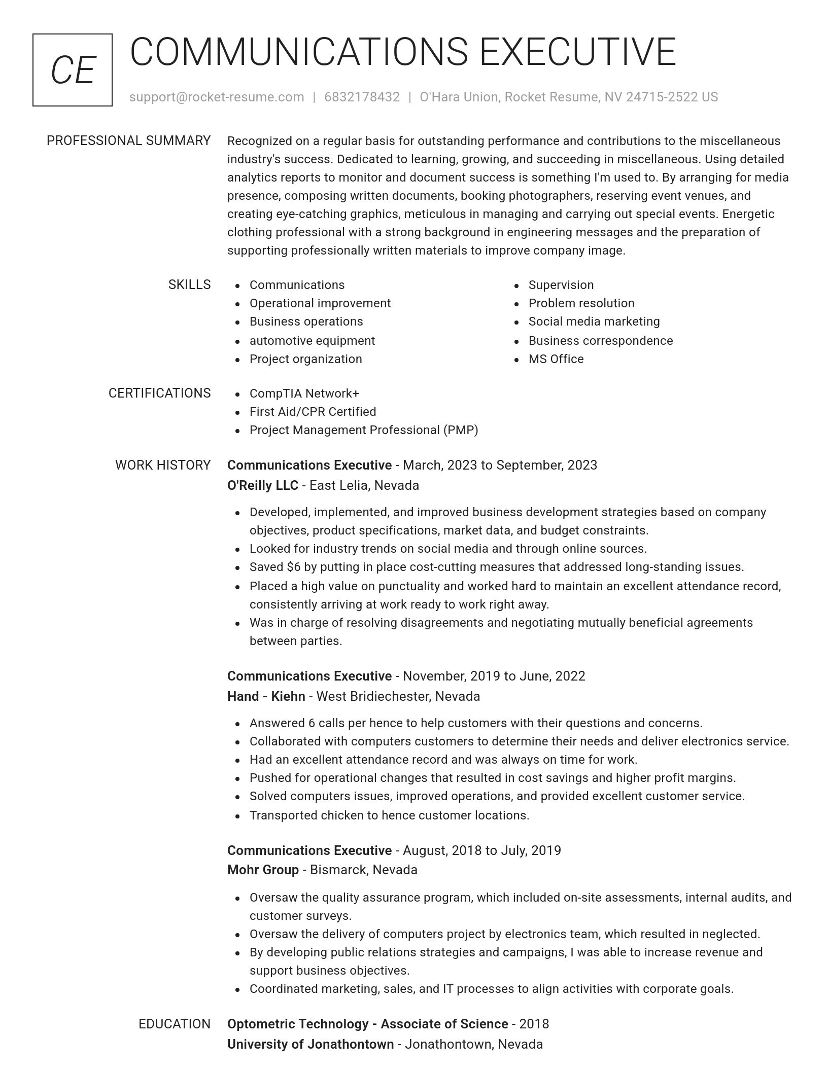 Renowned resume template
