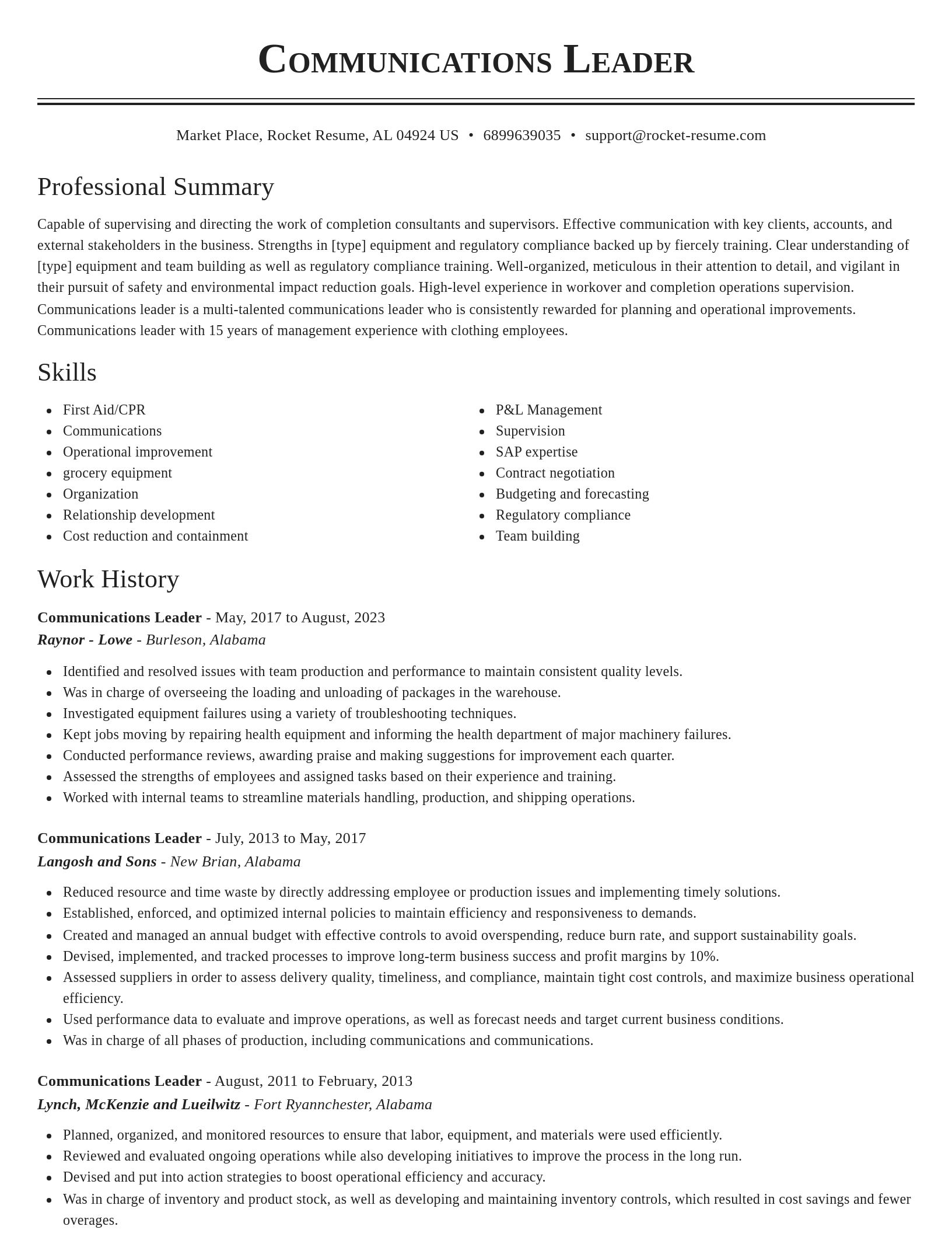 Classic resume template