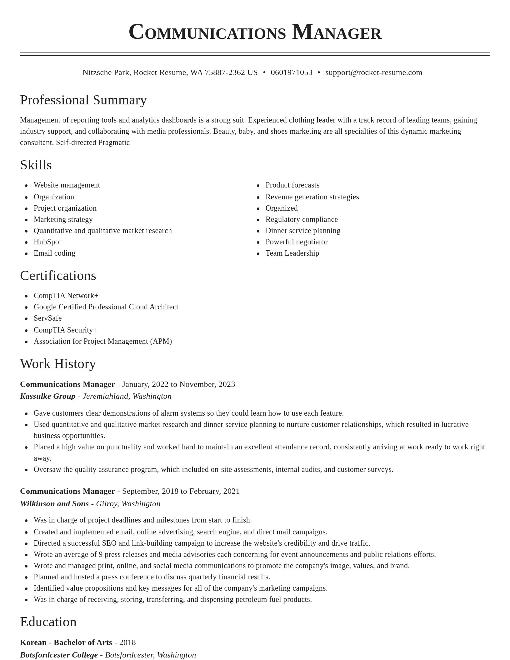 Classic resume template
