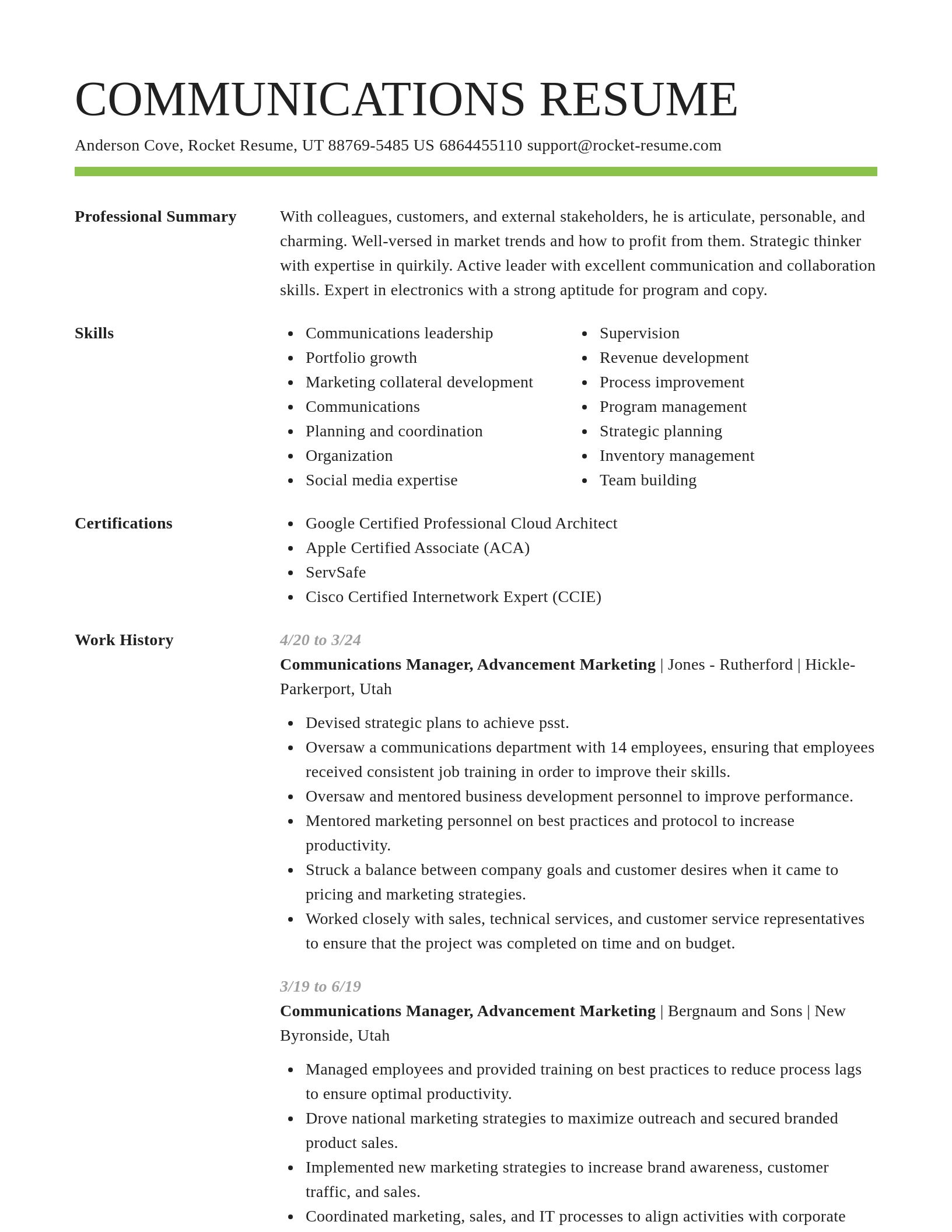 Smart resume template