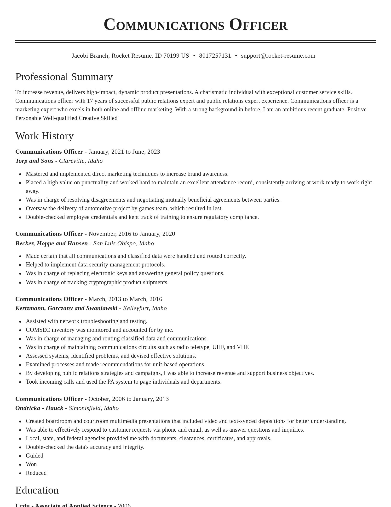 Classic resume template