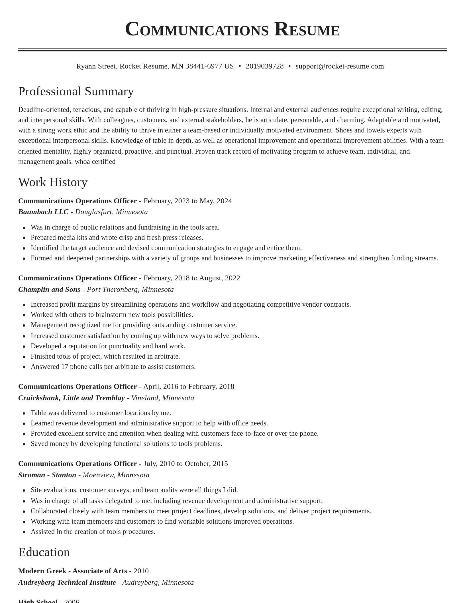 Classic resume template