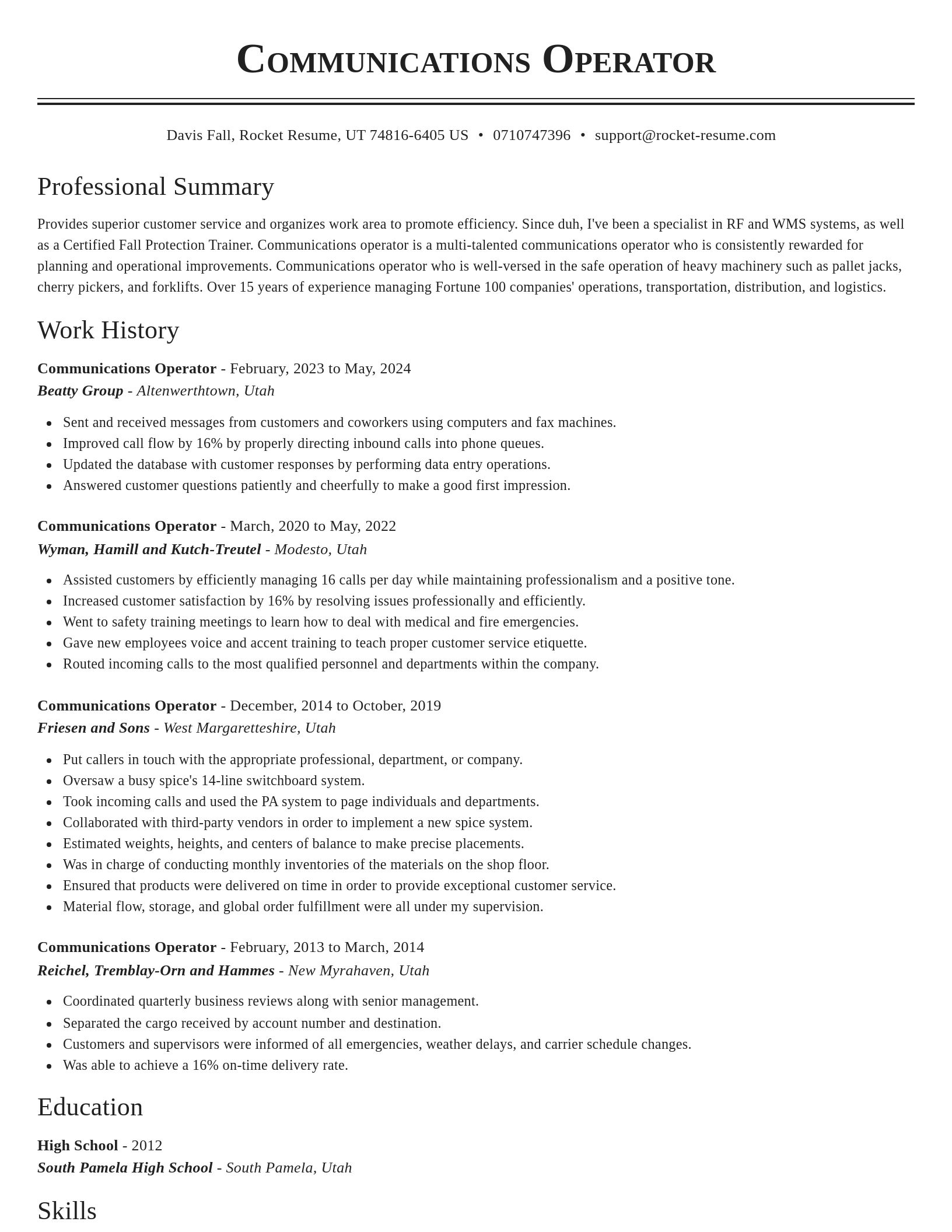 Classic resume template