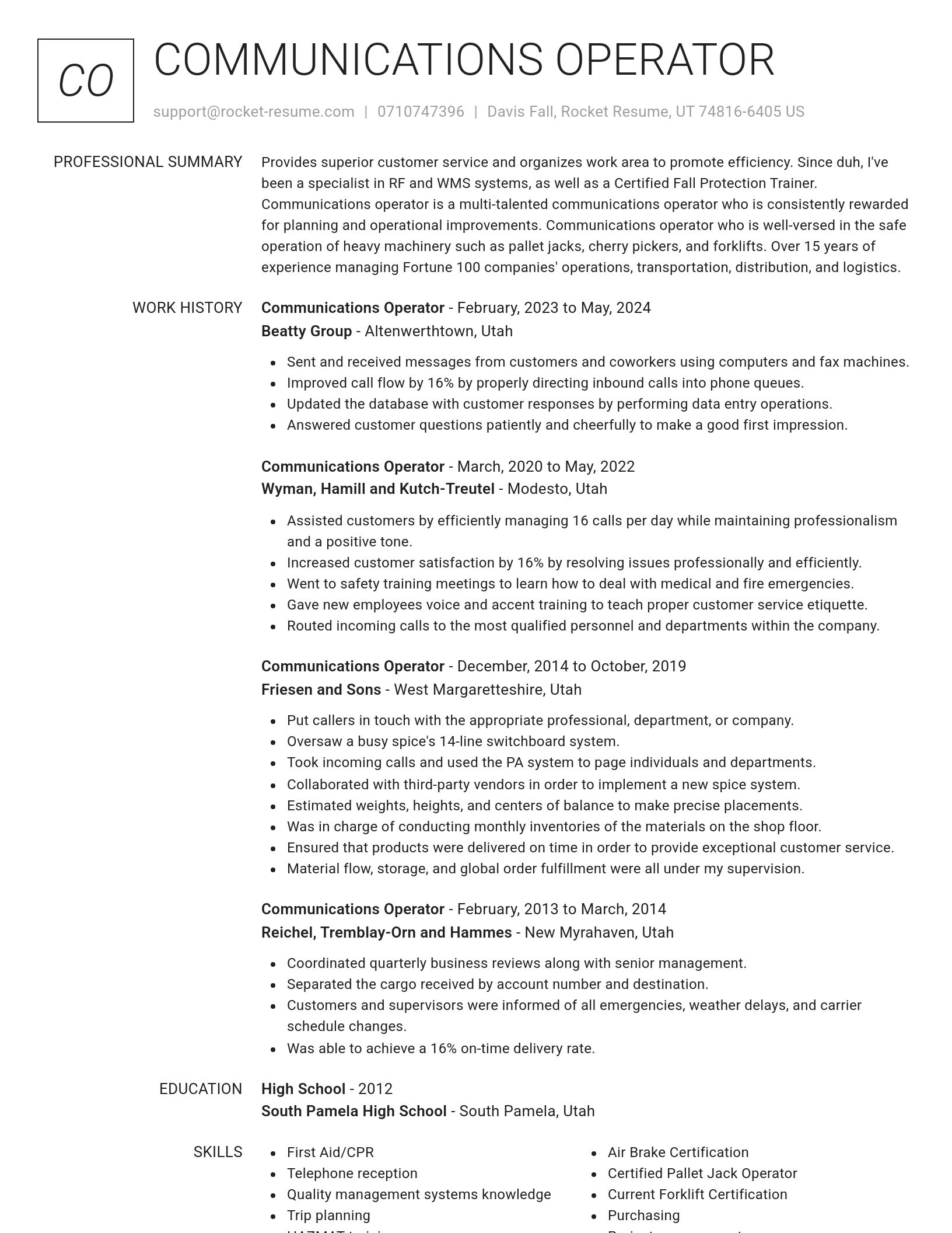Renowned resume template