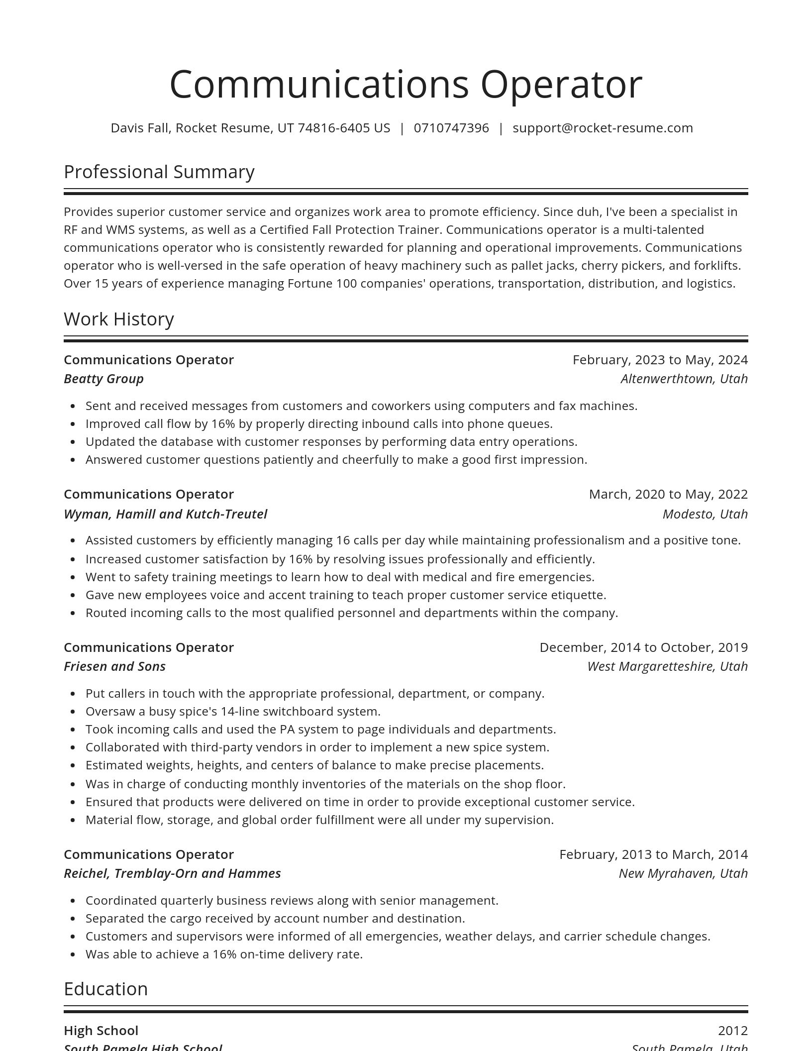 Spotlight resume template