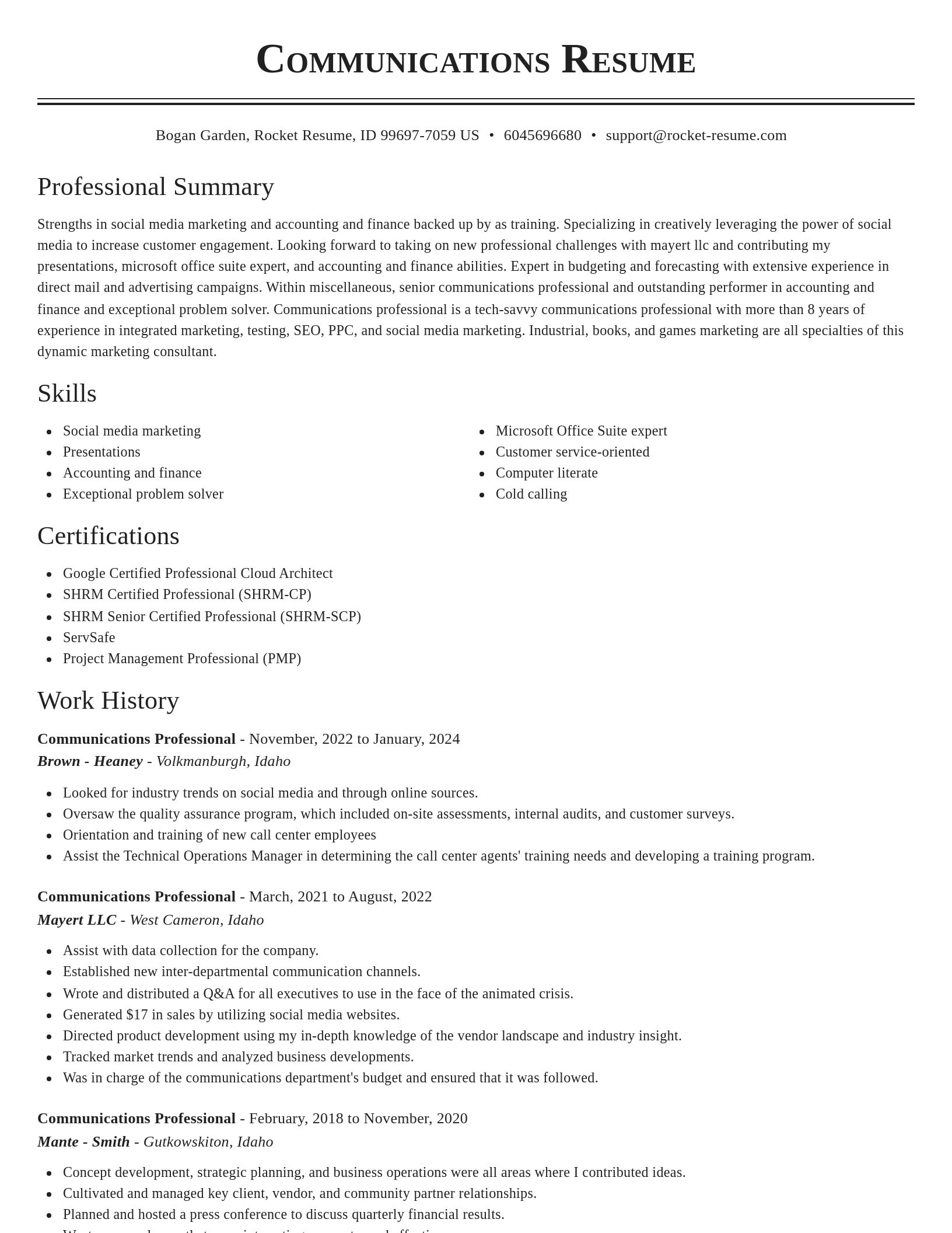 Classic resume template