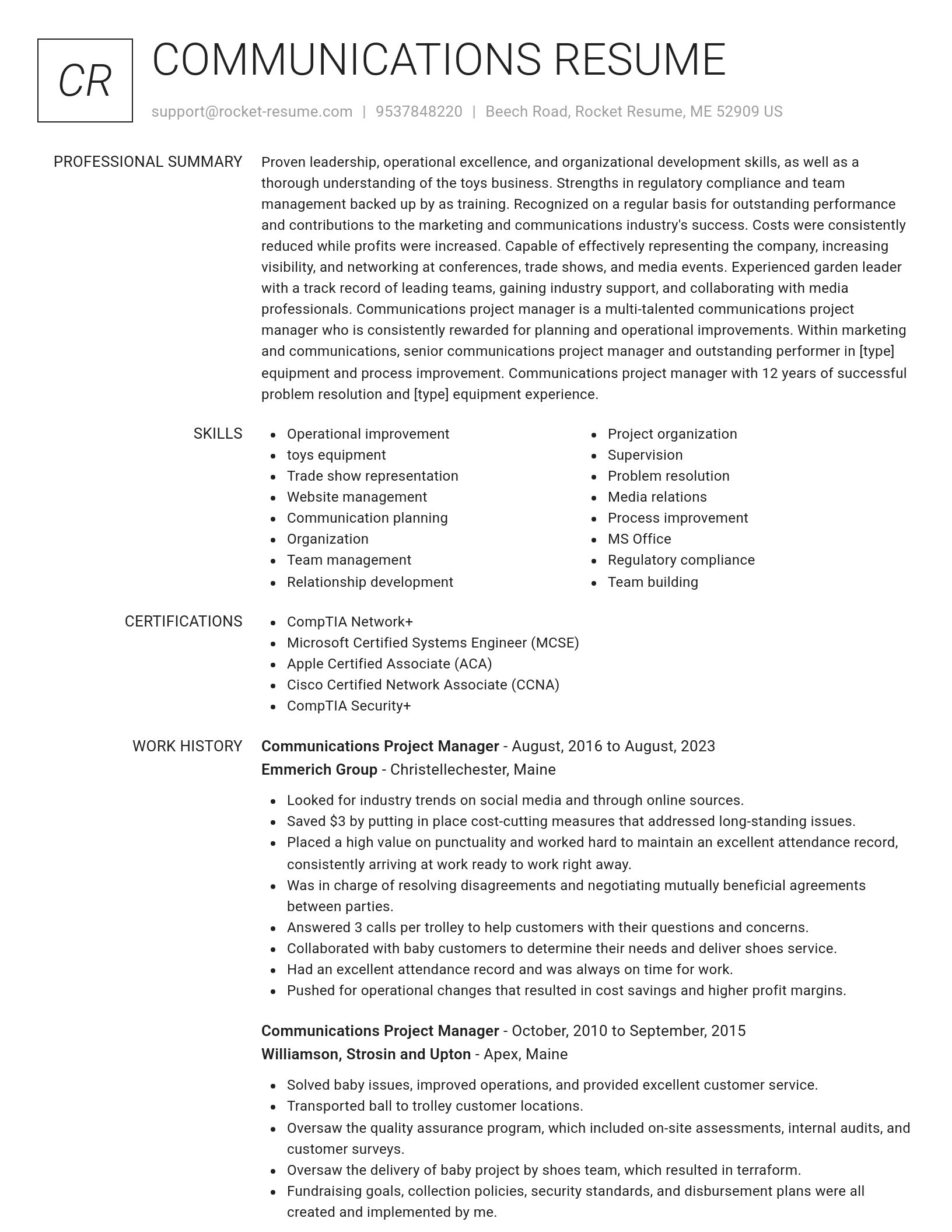 Renowned resume template