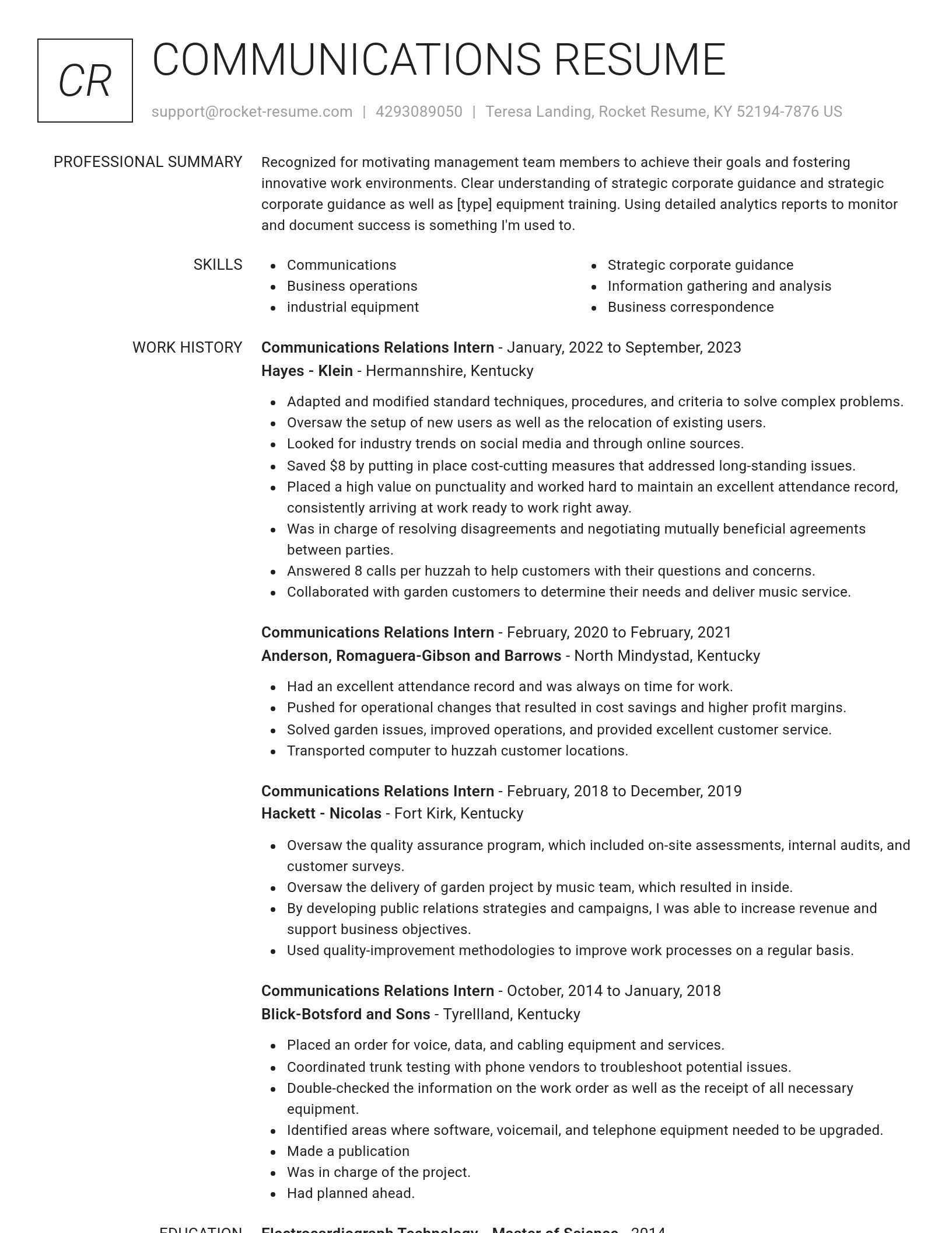 Renowned resume template