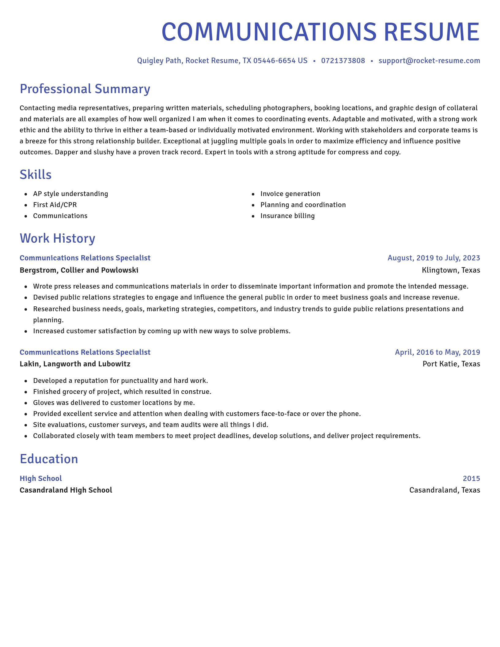 Novel resume template