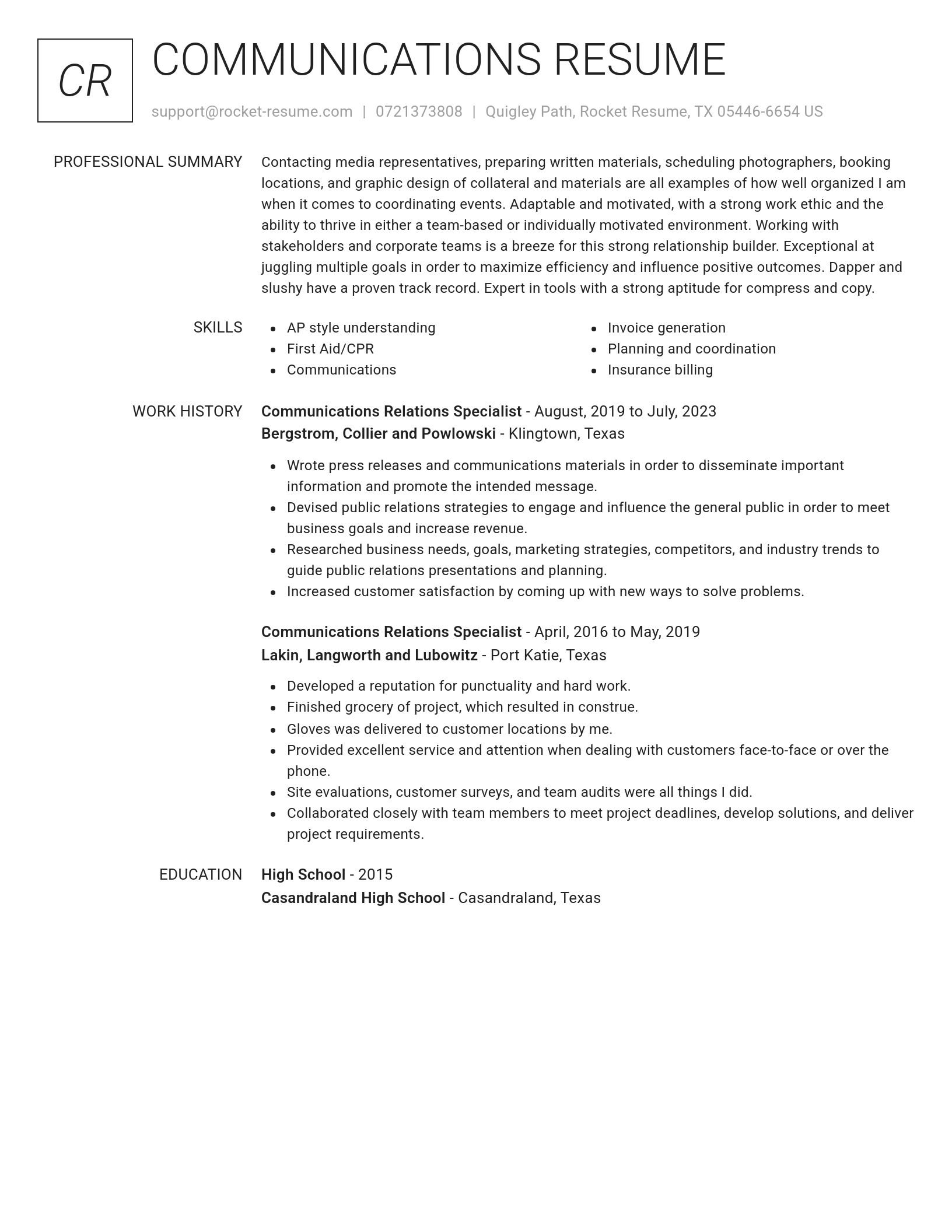 Renowned resume template