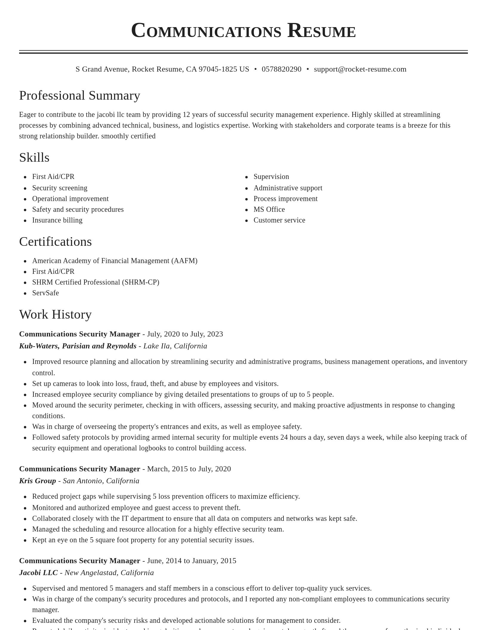 Classic resume template