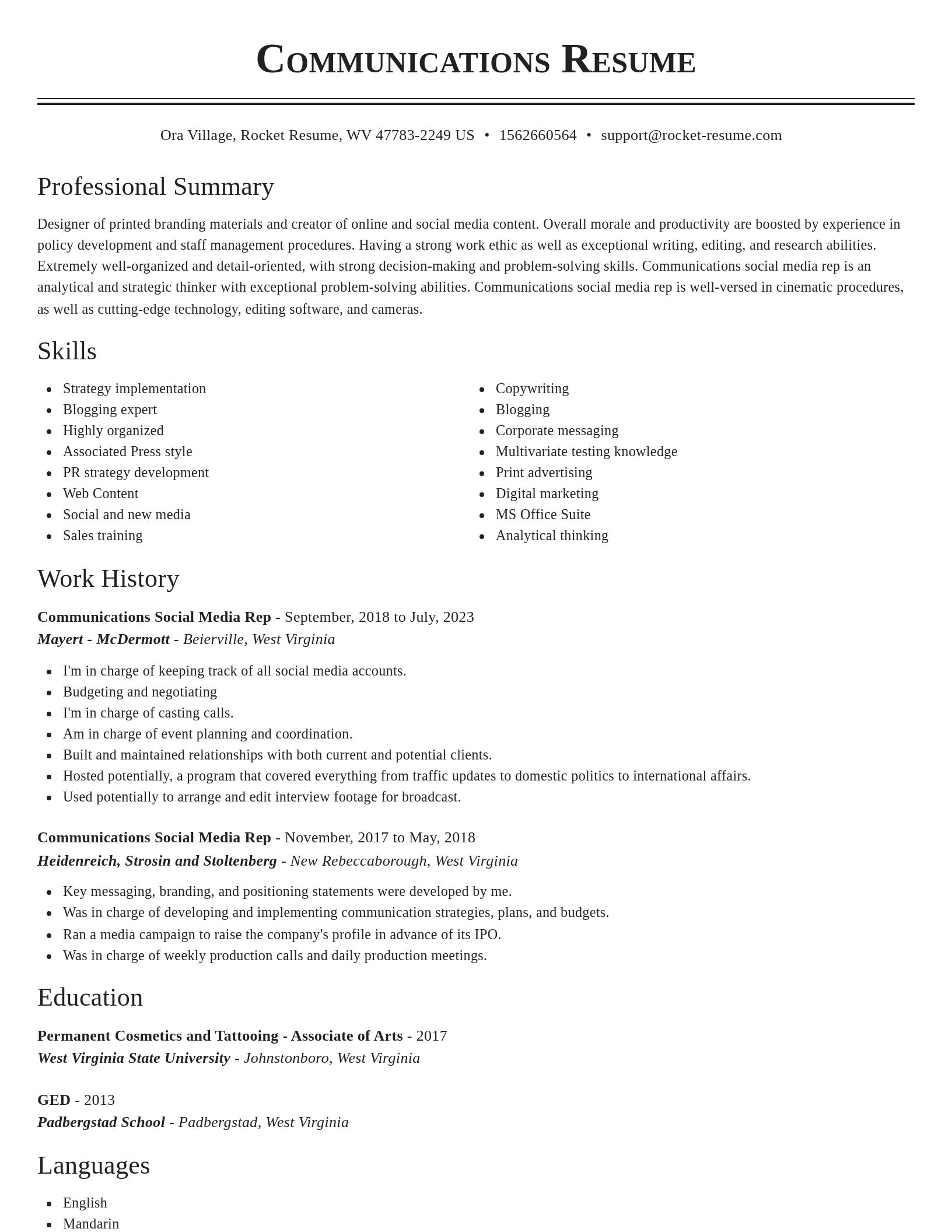 Classic resume template