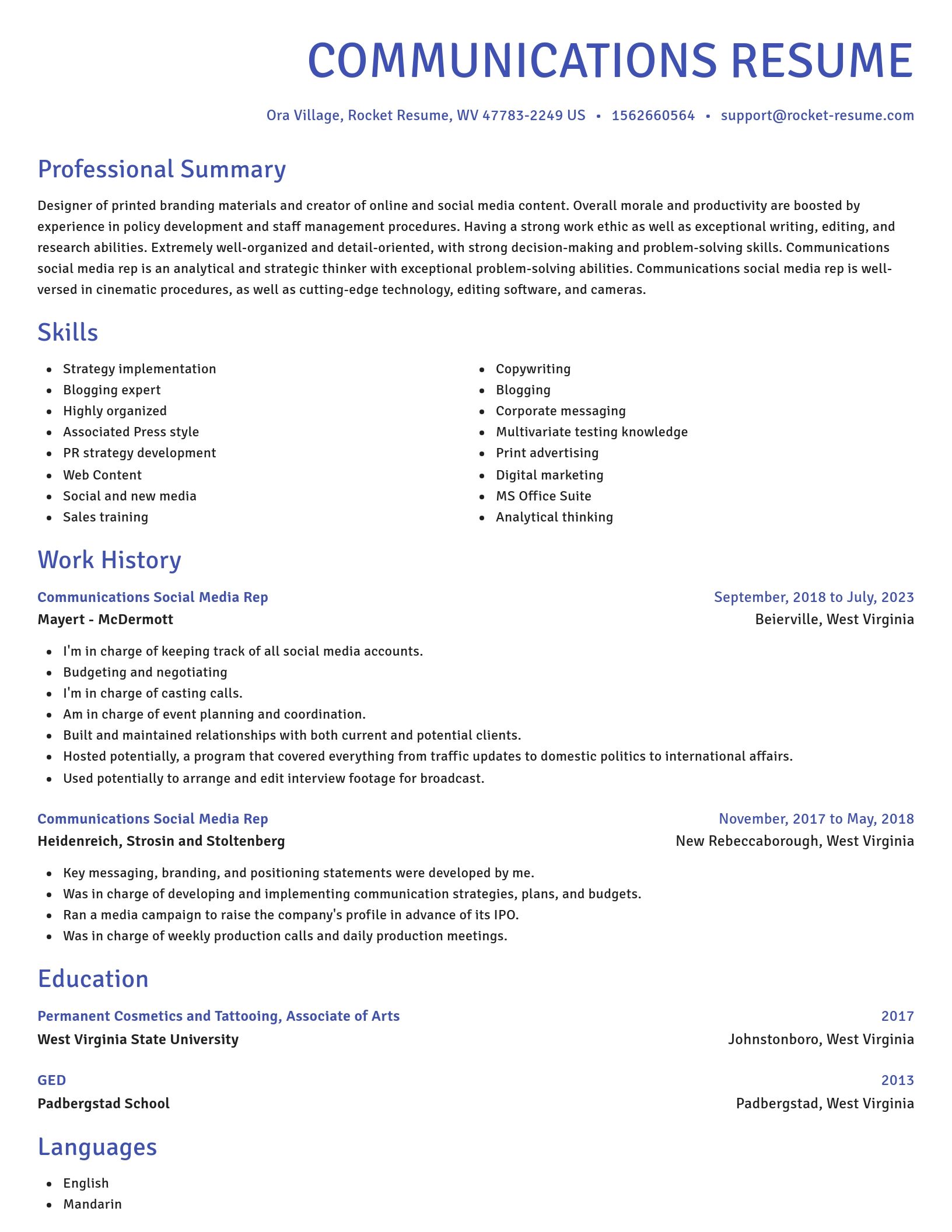 Novel resume template
