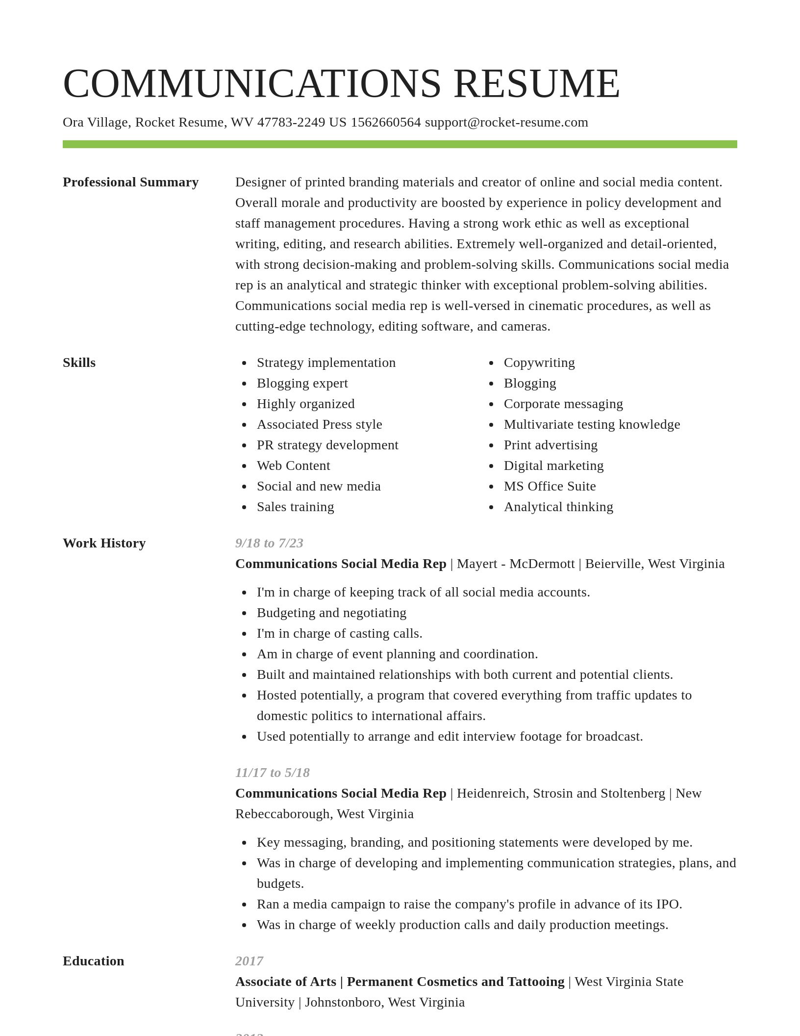 Smart resume template
