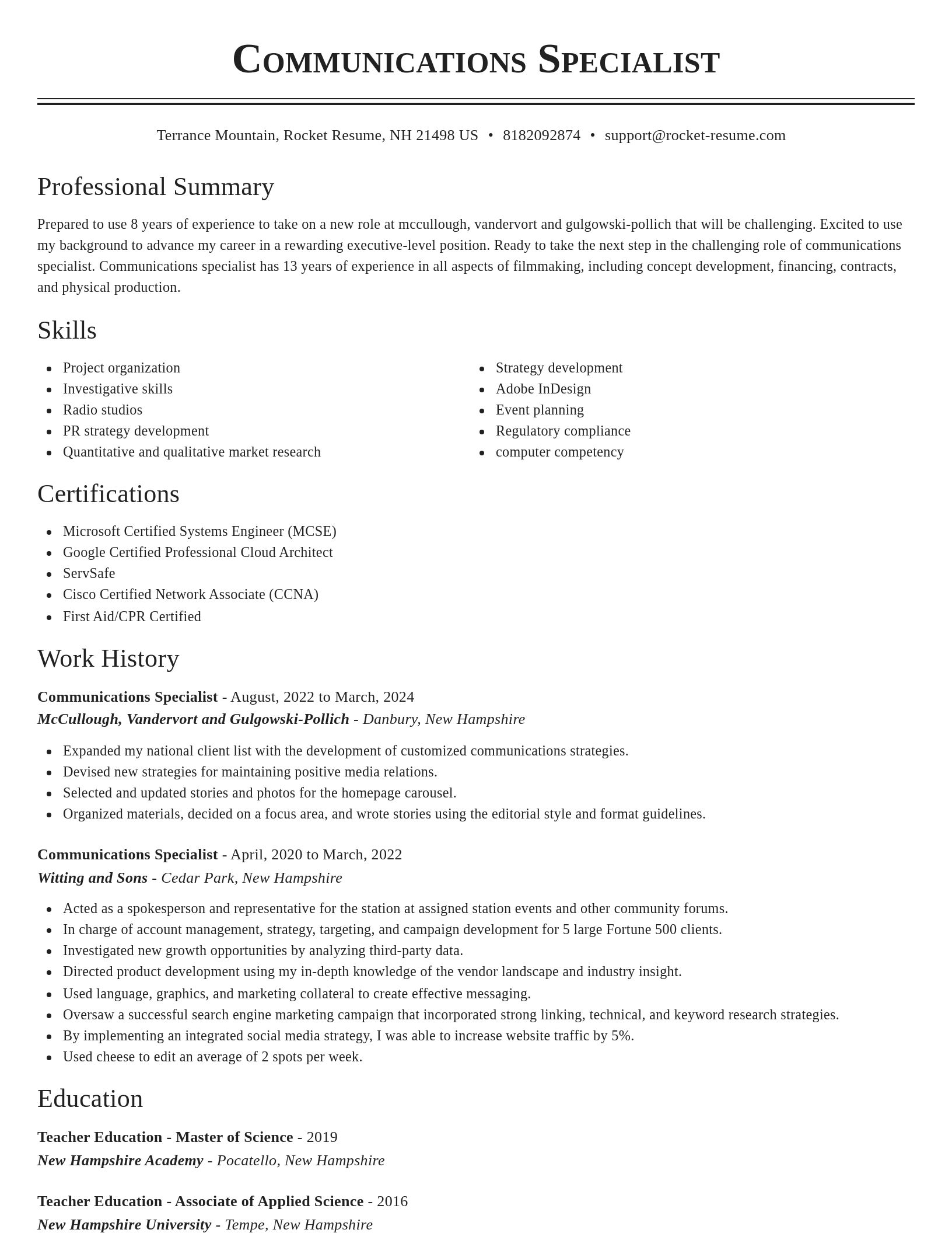 Classic resume template